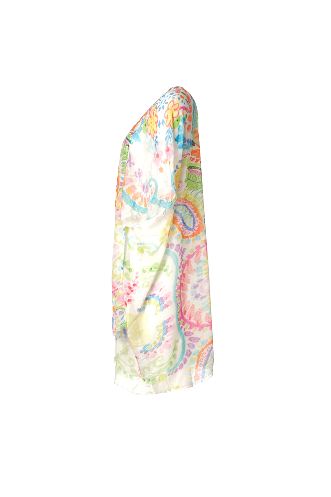 Mercan Jas İpekli Desenli Kısa Kollu Kimono Hırka