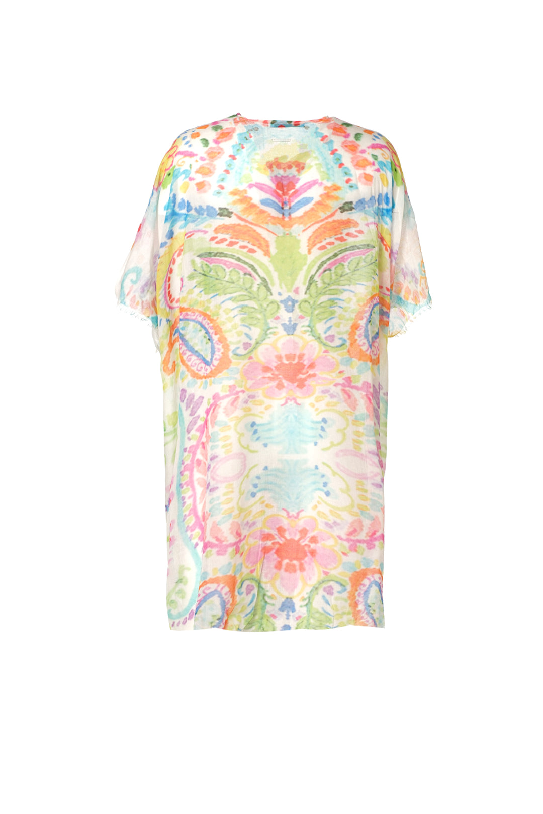 Mercan Jas İpekli Desenli Kısa Kollu Kimono Hırka