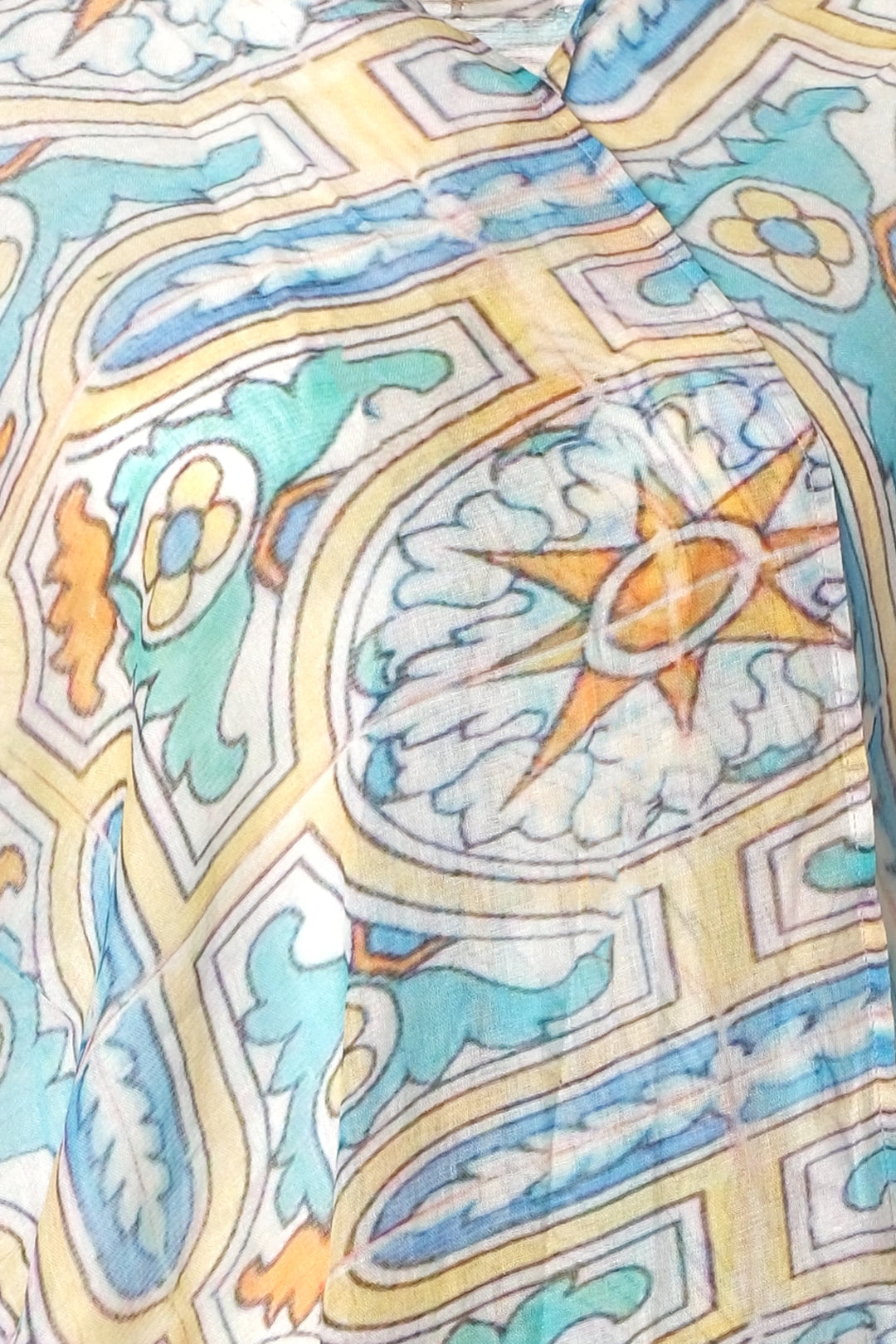 Renkli Jas İpekli Desenli Kısa Kollu Kimono Hırka