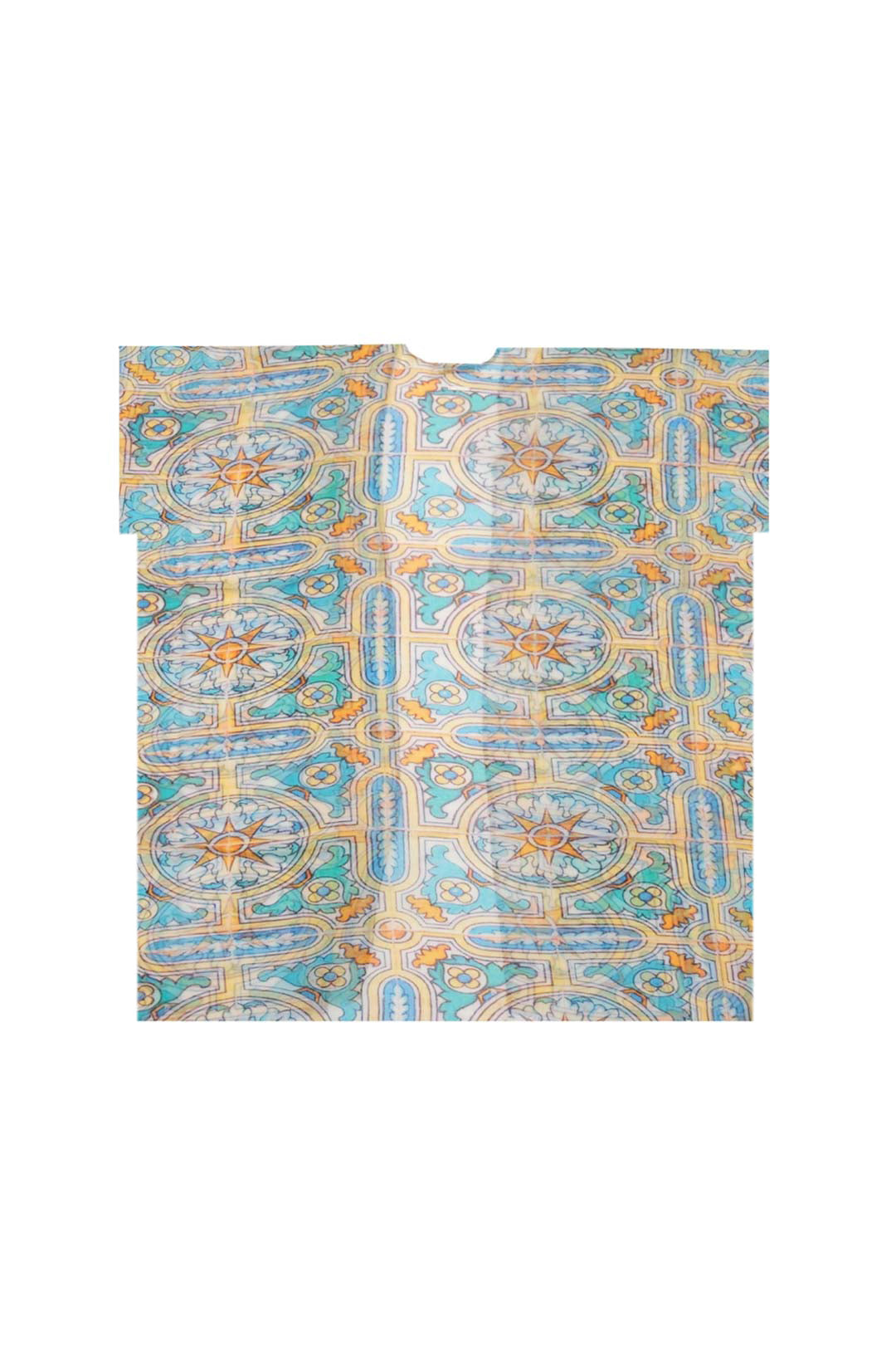 Renkli Jas İpekli Desenli Kısa Kollu Kimono Hırka