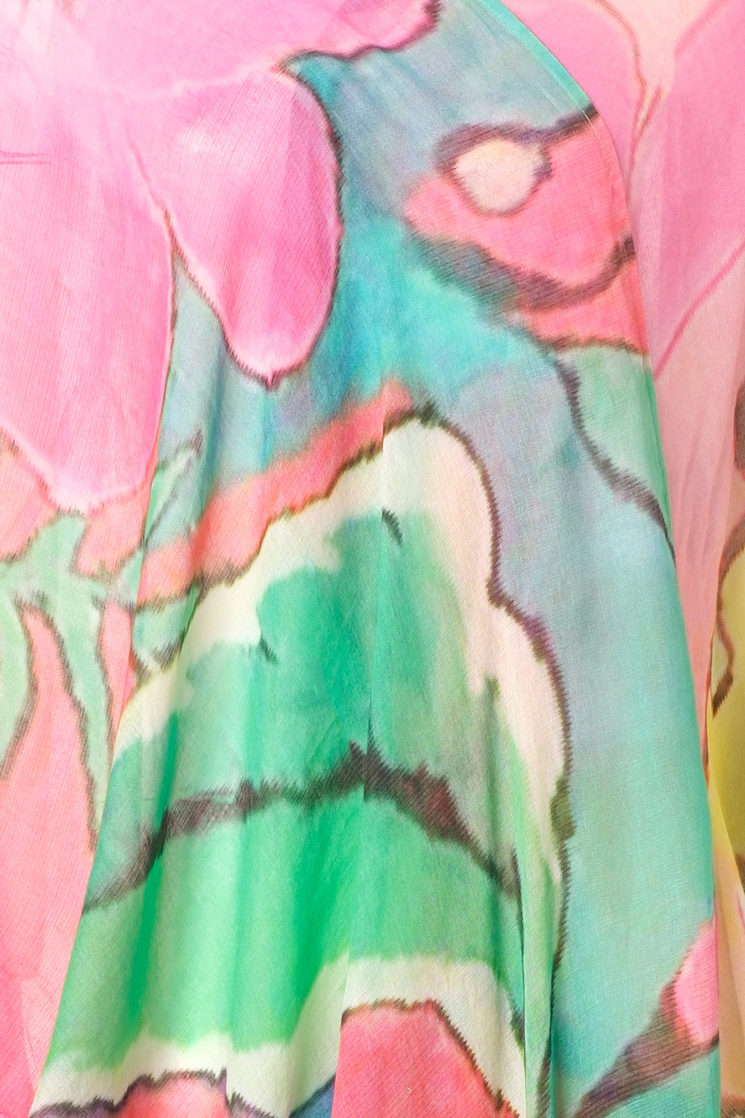 Renkli Jas İpekli Desenli Kısa Kollu Uzun Kimono Hırka