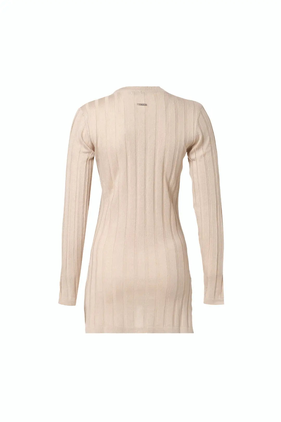 Açık Bej İpek ve Kaşmir Aleyna Ribanalı V Yaka Uzun Kollu Kadın Hırka Silk and Cashmere