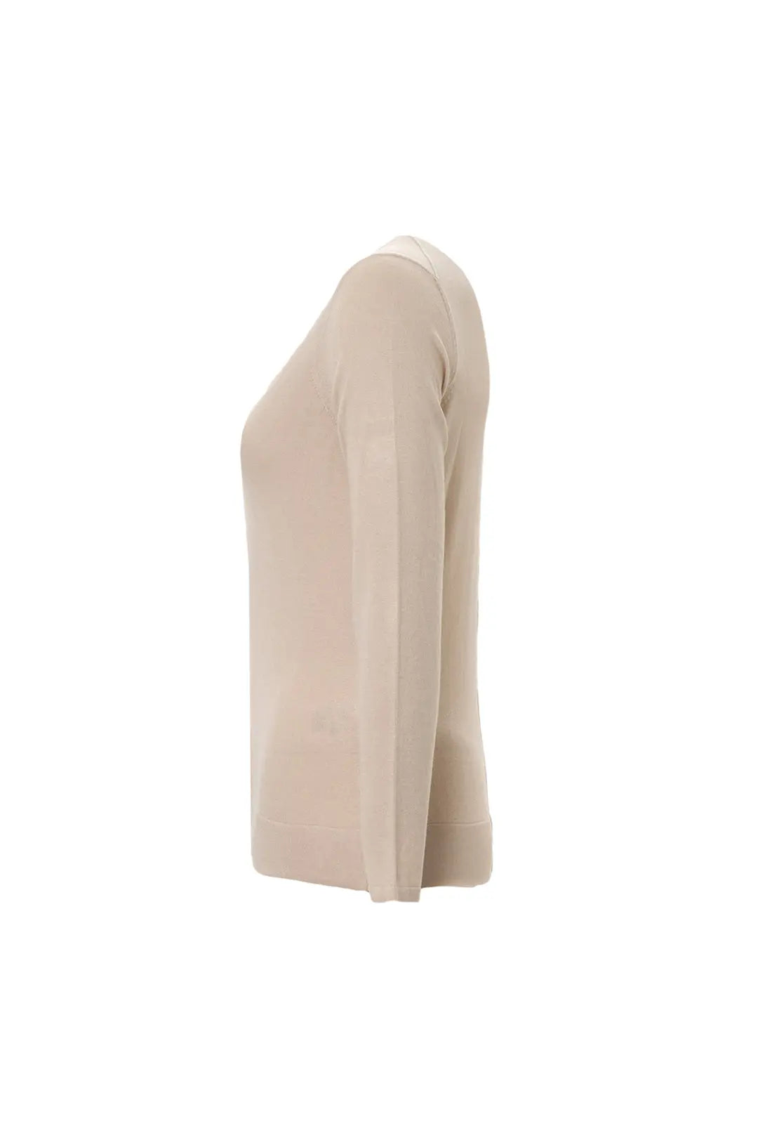 Açık Bej İpek ve Kaşmir Aleyna V Yaka Uzun Kollu Kadın Hırka Silk and Cashmere