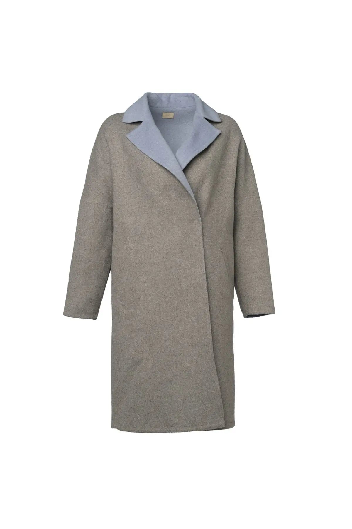 Açık Gri Açık Mavi & More Merino Yün Çift Renkli Mara Kadın Kaban Palto Silk and Cashmere