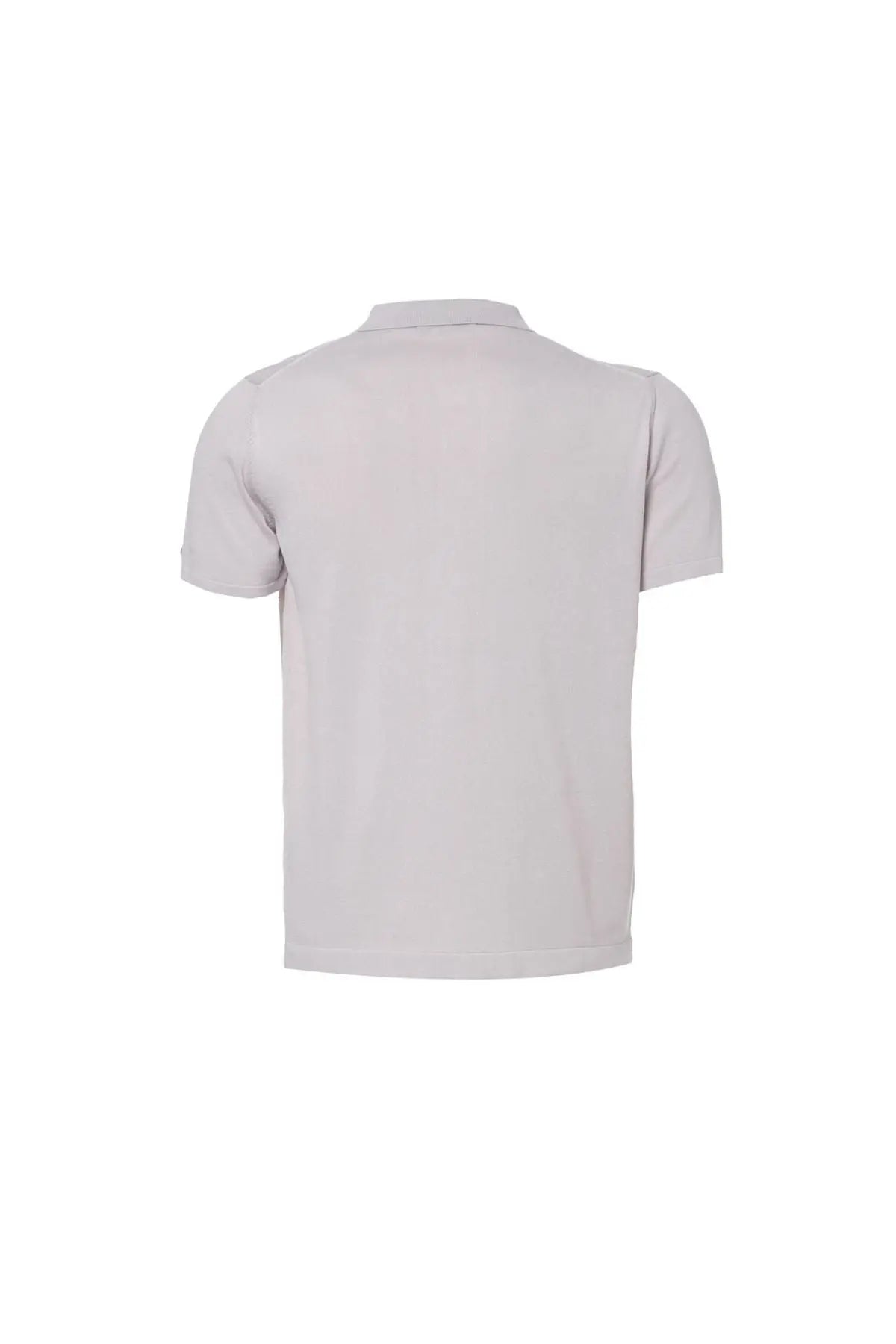 Açık Gri İpek Pamuk Kısa Kollu Quentin Erkek Triko Gömlek Silk and Cashmere