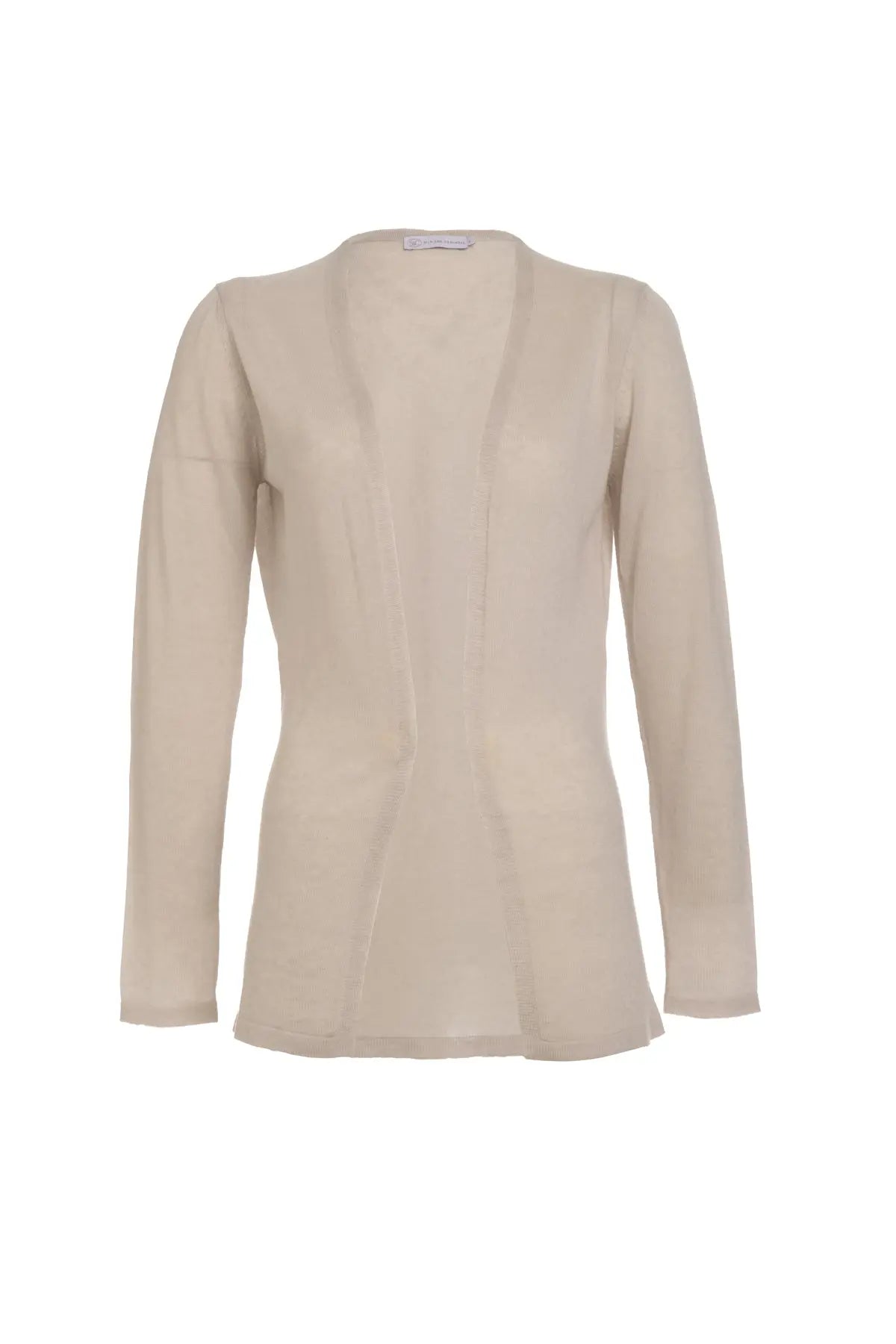 Açık Gri İpek Pamuk Melinda Düğmesiz Rahat Kesim Uzun Kollu Yazlık Hırka Silk and Cashmere