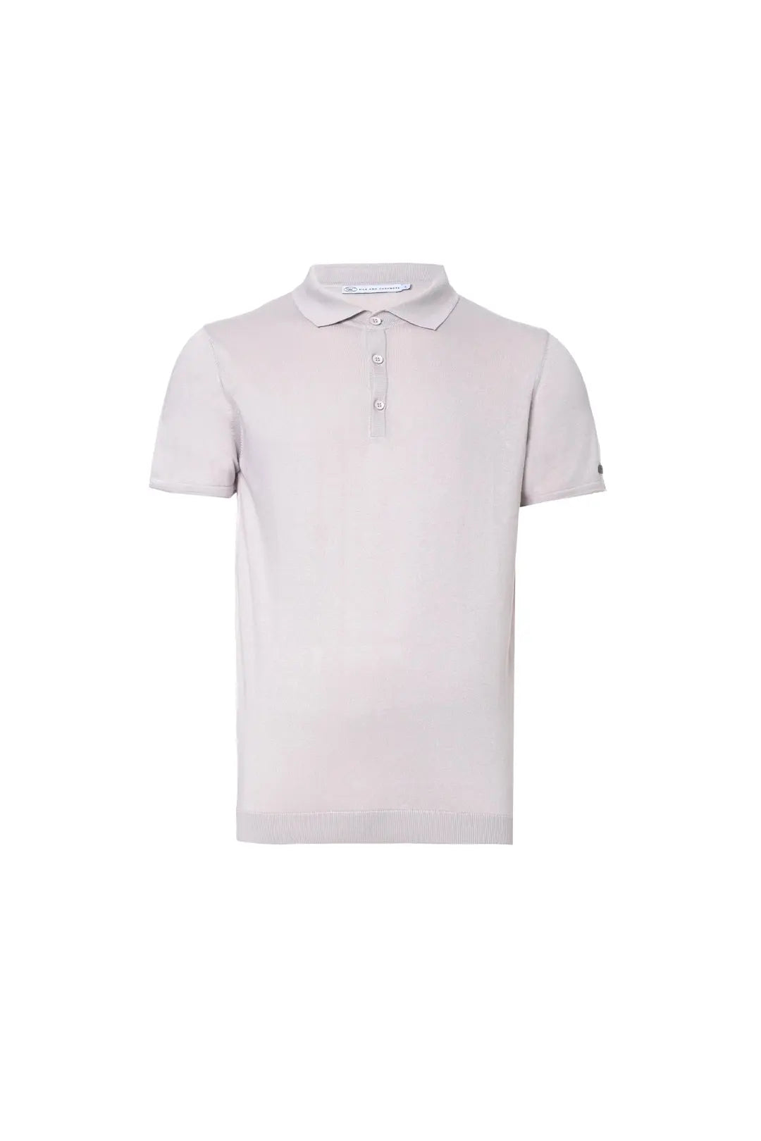 Açık Gri İpek Pamuk Polo Yaka Kısa Kollu Quentin Erkek Triko Tişört Silk and Cashmere