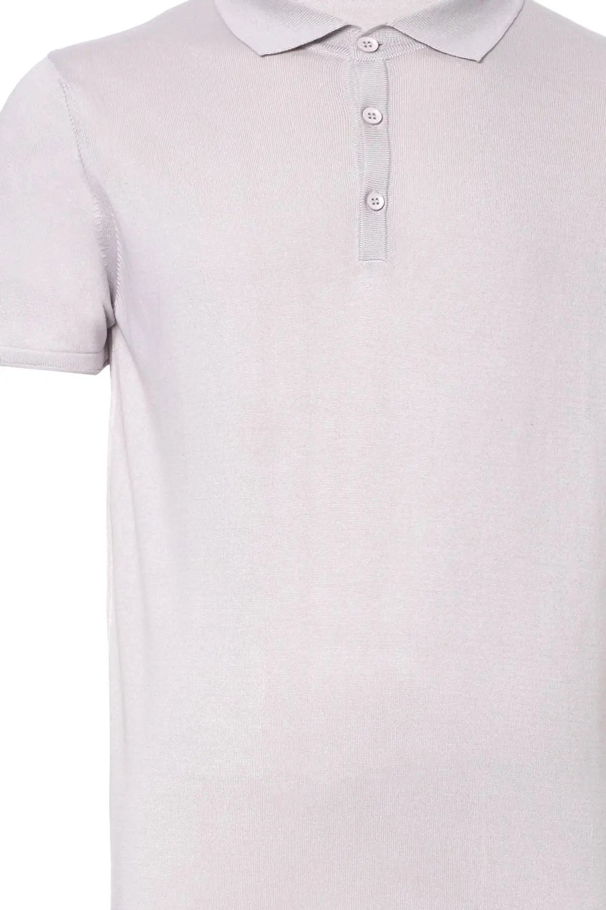 Açık Gri İpek Pamuk Polo Yaka Kısa Kollu Quentin Erkek Triko Tişört Silk and Cashmere