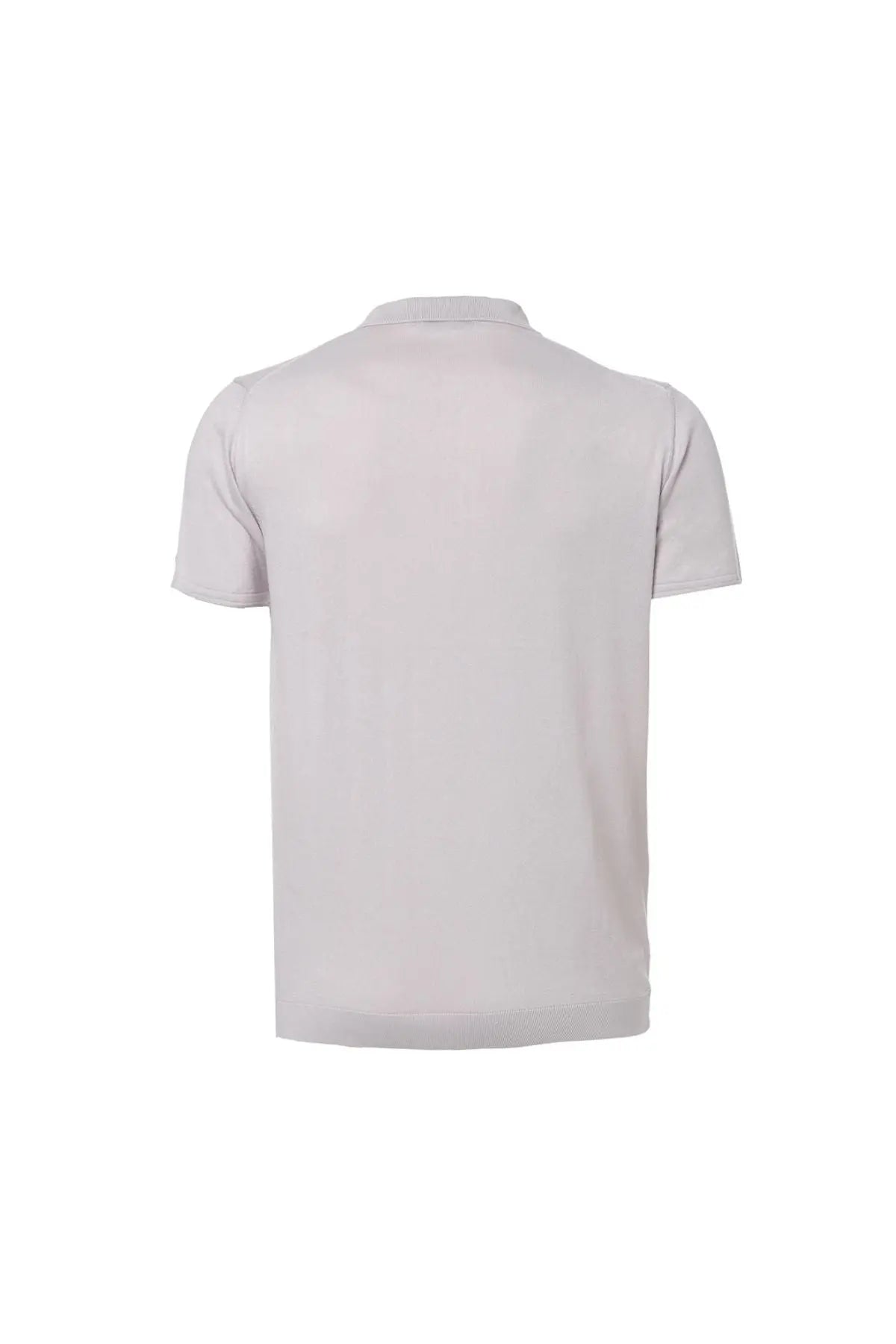 Açık Gri İpek Pamuk Polo Yaka Kısa Kollu Quentin Erkek Triko Tişört Silk and Cashmere