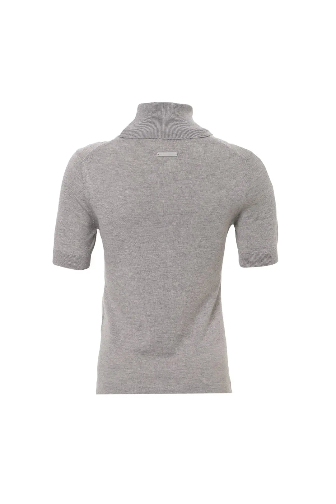 Açık Gri İpek ve Kaşmir Aleyna Balıkçı Yaka Kısa Kollu Kadın Triko Silk and Cashmere