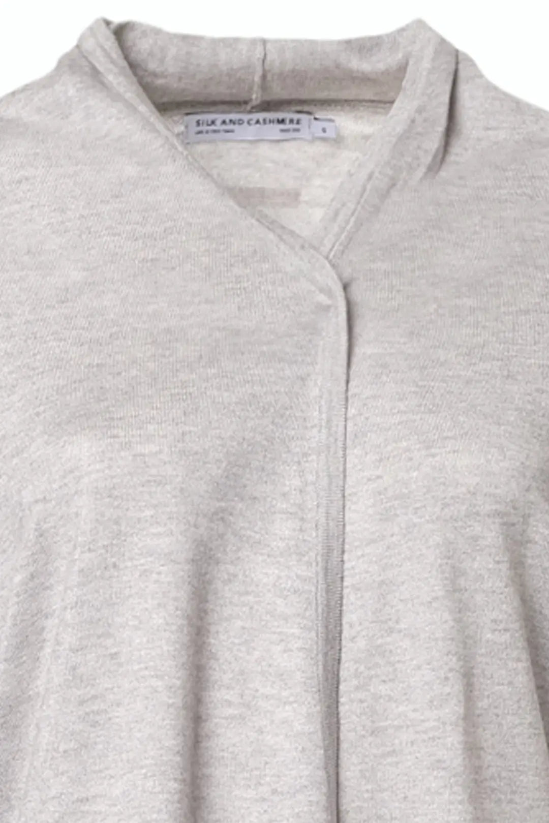 Açık Gri İpek ve Kaşmir Aleyna Şal Yaka Uzun Kollu Kadın Hırka Silk and Cashmere