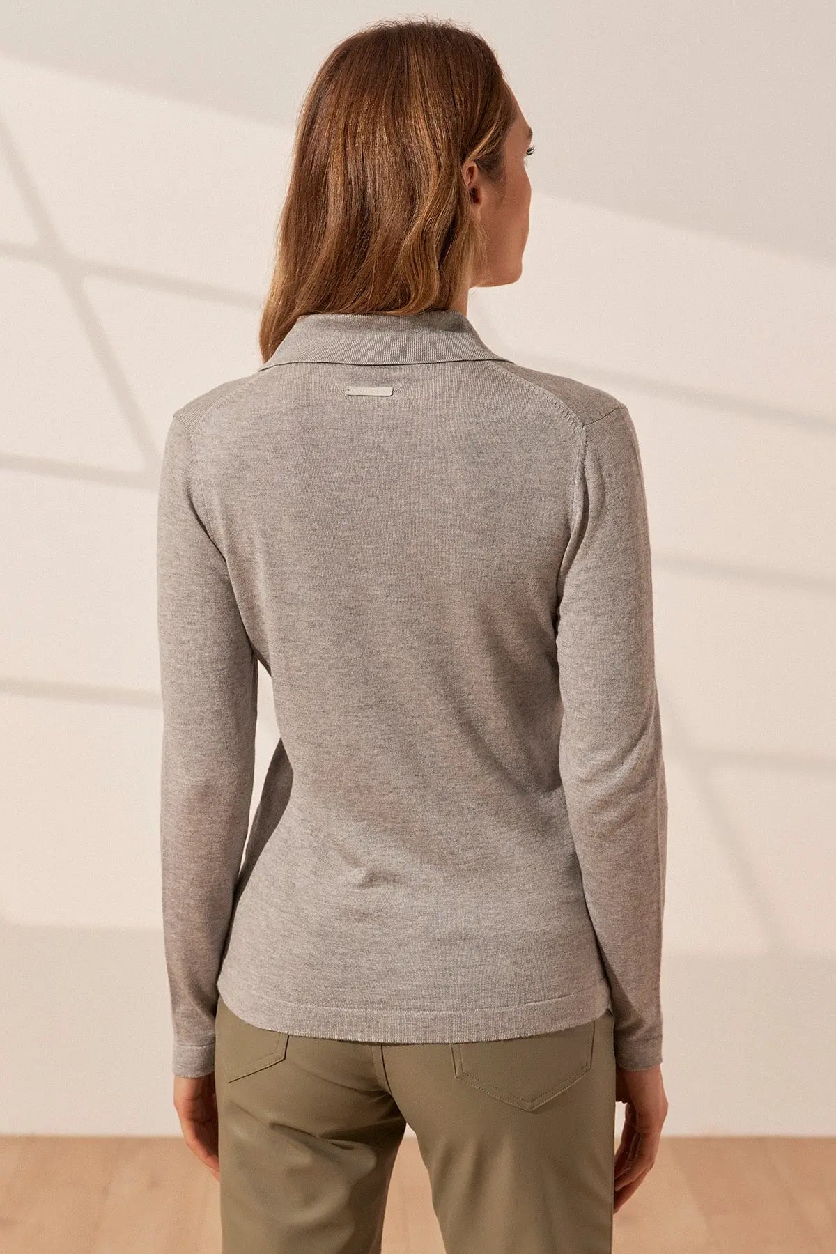 Açık Gri İpek ve Kaşmir Aleyna Uzun Kollu Kadın Gömlek Silk and Cashmere