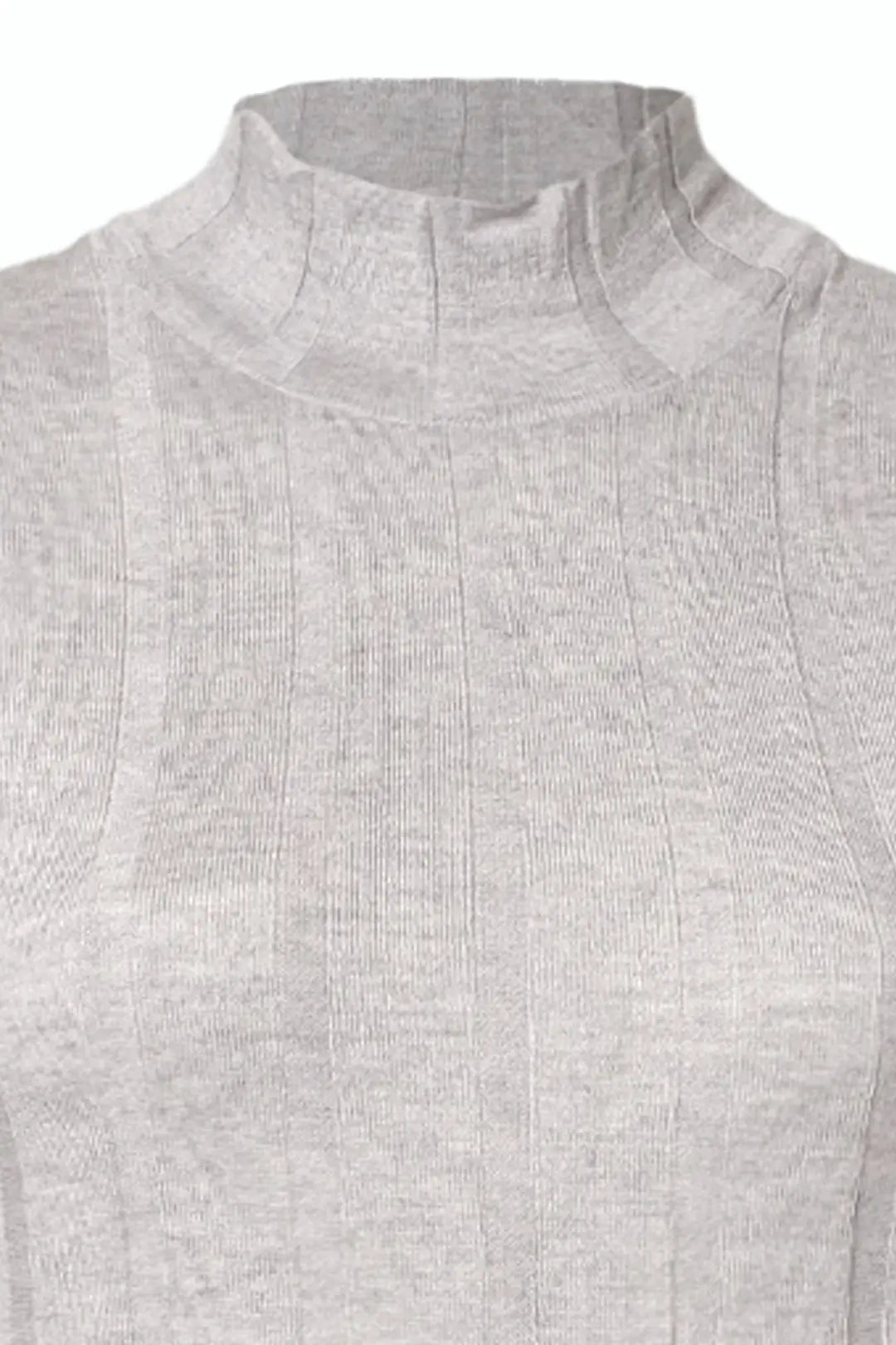 Açık Gri İpek ve Kaşmir Aleyna Yarım Balıkçı Yaka Ribanalı Kolsuz Kadın Triko Silk and Cashmere