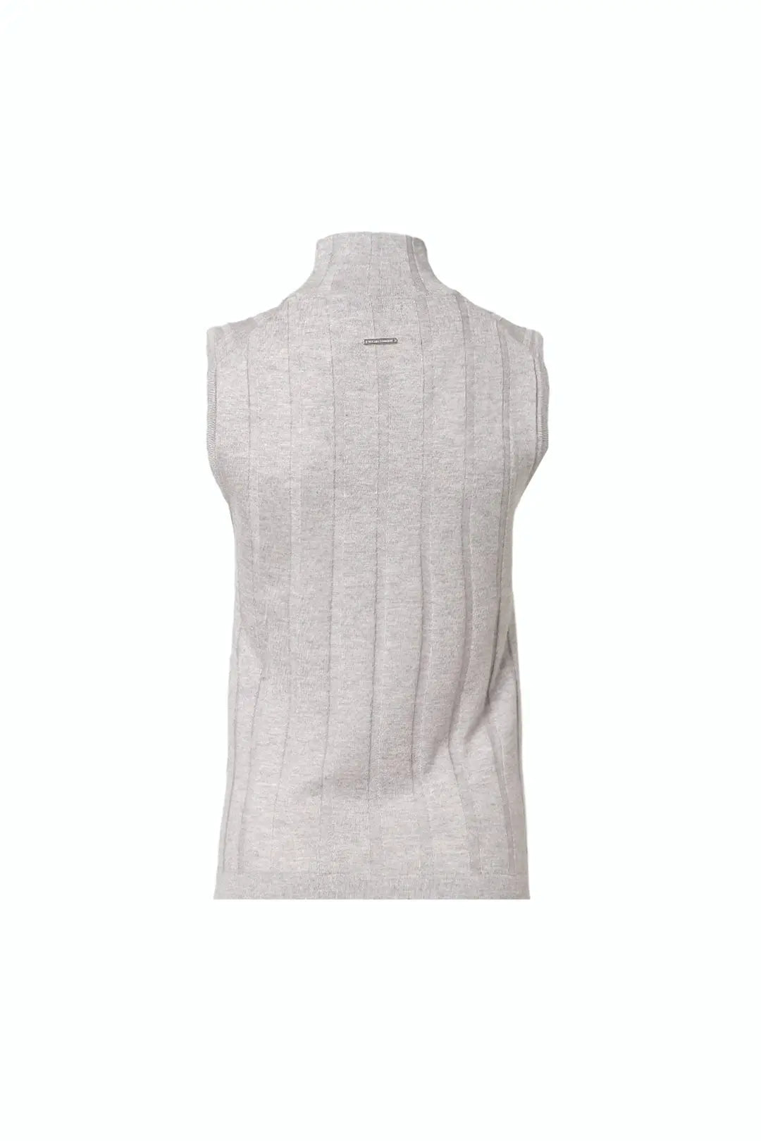 Açık Gri İpek ve Kaşmir Aleyna Yarım Balıkçı Yaka Ribanalı Kolsuz Kadın Triko Silk and Cashmere