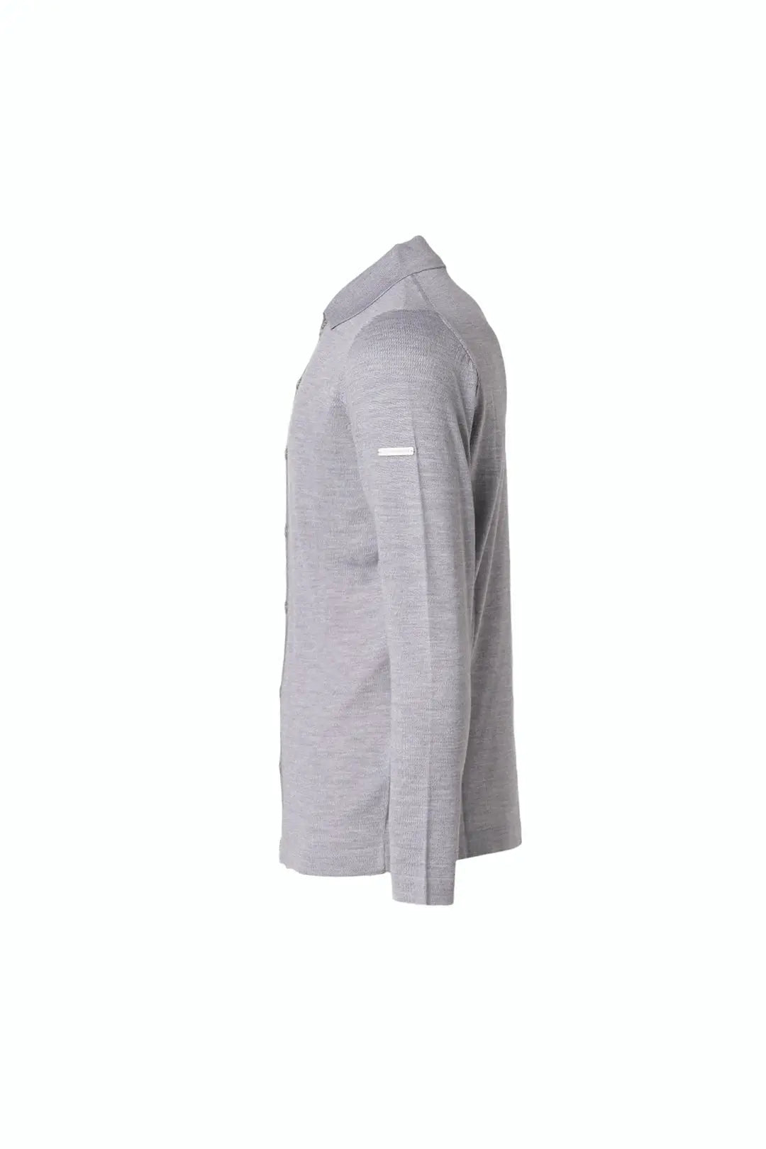 Açık Gri İpekli Quentin Uzun Kollu Polo Triko Erkek Gömlek Silk and Cashmere