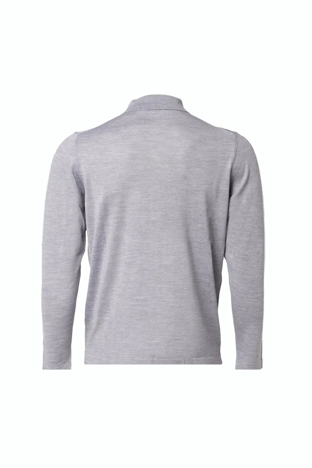 Açık Gri İpekli Quentin Uzun Kollu Polo Triko Erkek Gömlek Silk and Cashmere