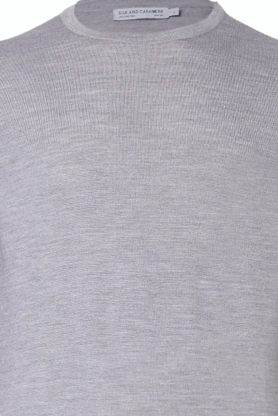 Açık Gri İpekli Quentin Yuvarlak Yaka Uzun Kollu Erkek Triko Silk and Cashmere
