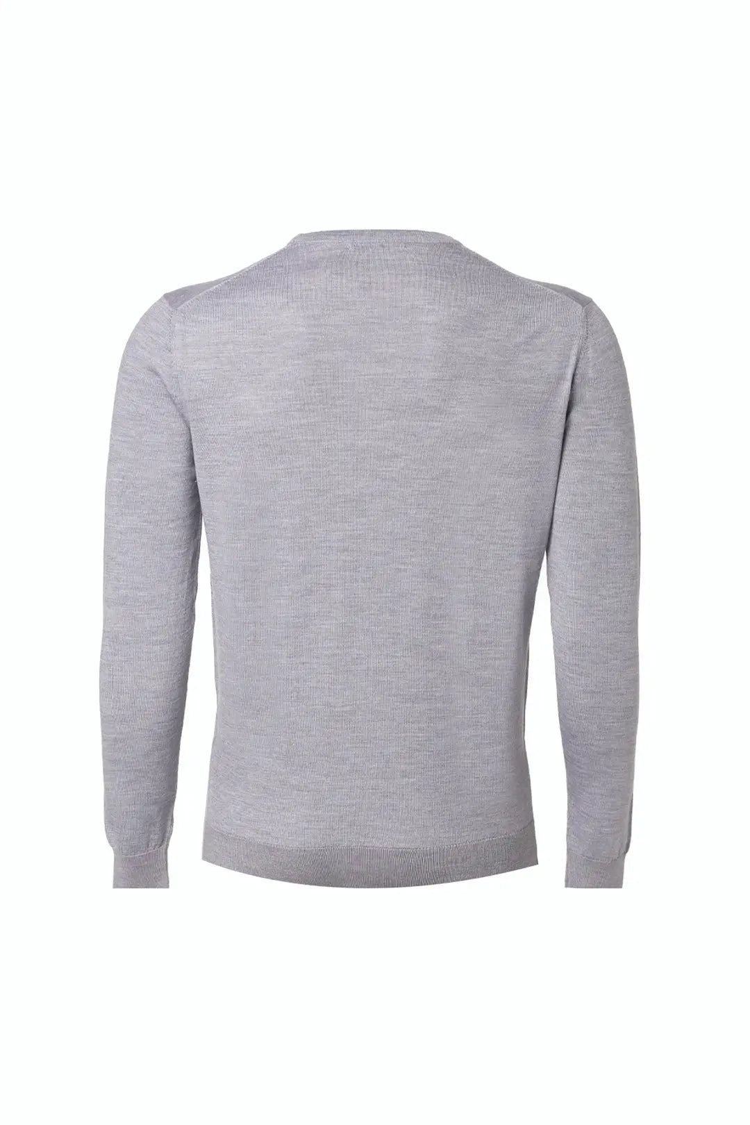 Açık Gri İpekli Quentin Yuvarlak Yaka Uzun Kollu Erkek Triko Silk and Cashmere