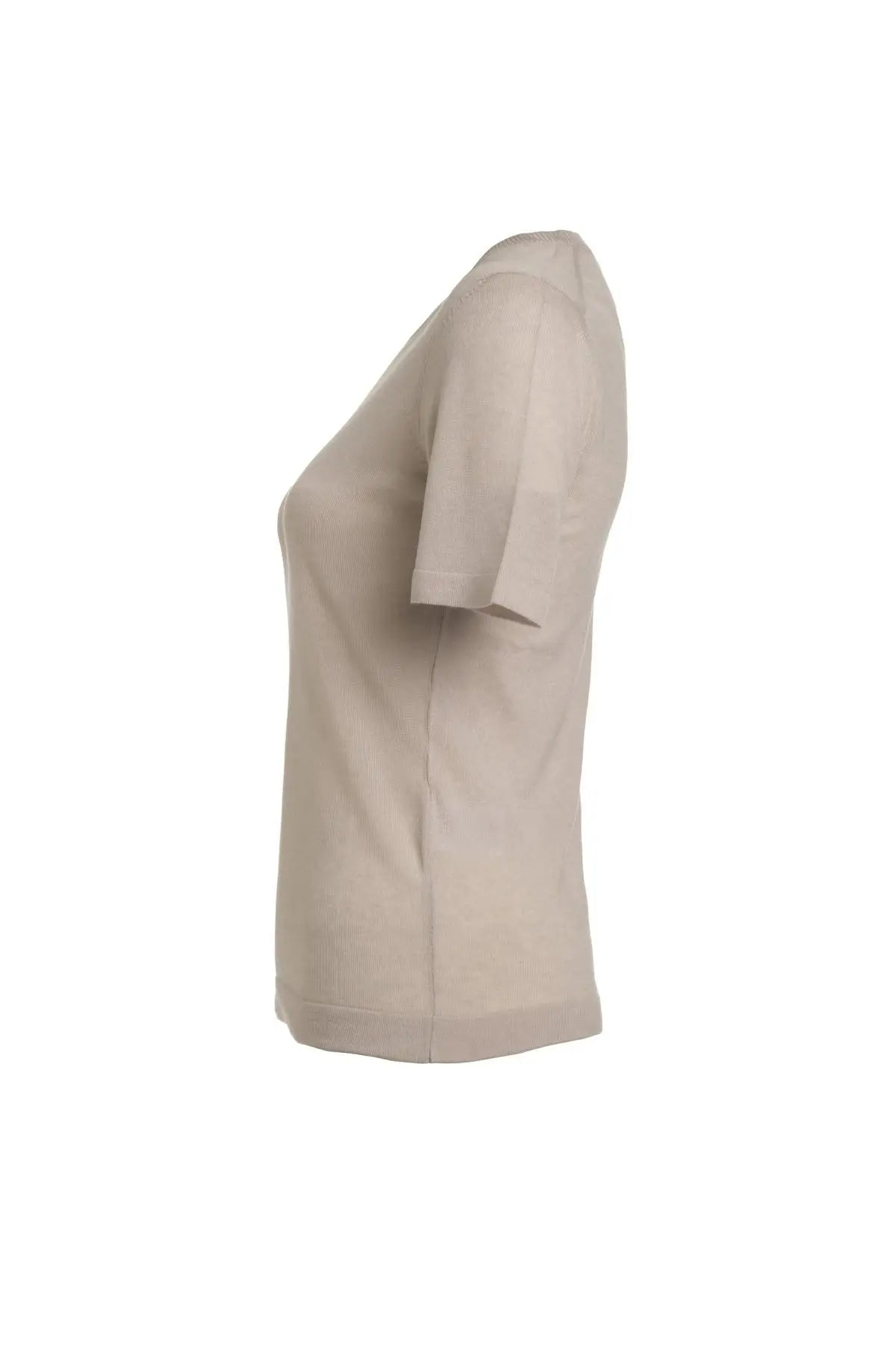 Açık Gri Kaşmirli Melinda Yuvarlak Yaka Kısa Kollu Triko Silk and Cashmere