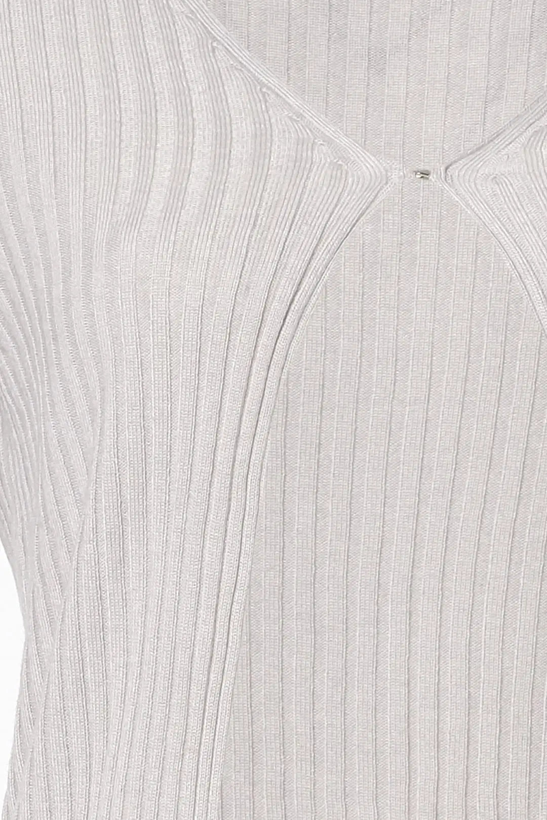 Açık Gri Kaşmirli Melinda Yuvarlak Yaka Uzun Kollu Ribanalı Hırka Silk and Cashmere