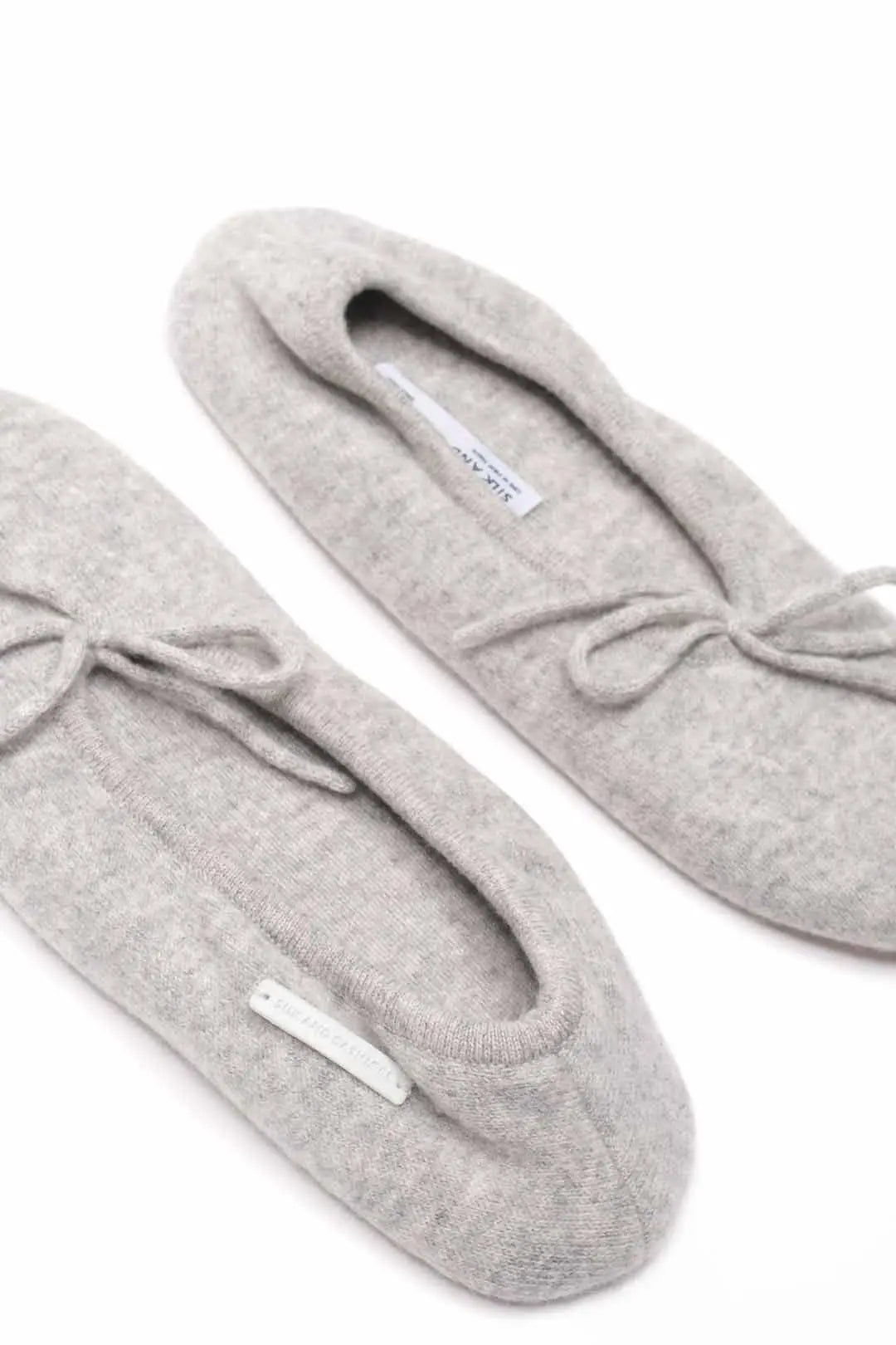 Açık Gri Saf Kaşmir Terlik Silk and Cashmere