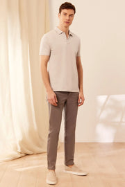 Açık Gri & More Johnny Erkek Kısa Kollu Polo Yaka Tişört Silk and Cashmere