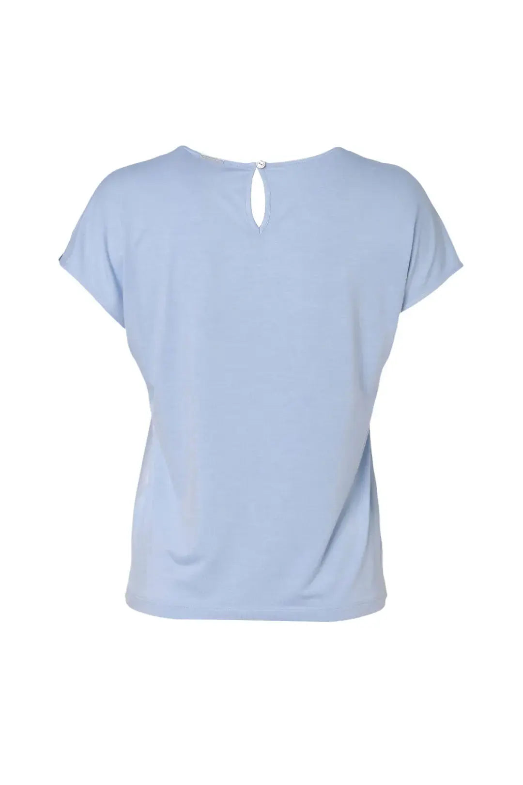 Açık Mavi İpek Karışımlı Monica Yuvarlak Yaka Kısa Kollu Bluz Silk and Cashmere