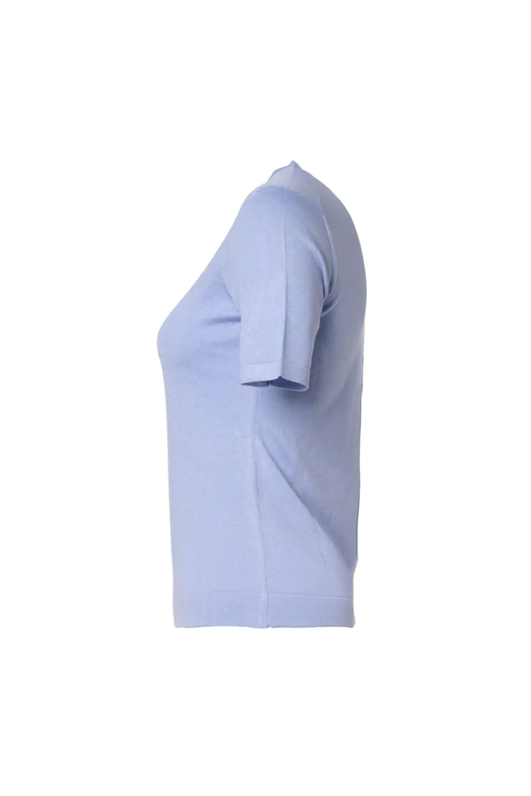 Açık Mavi İpek ve Kaşmir Aleyna Yuvarlak Yaka Kısa Kollu Kadın Triko Silk and Cashmere