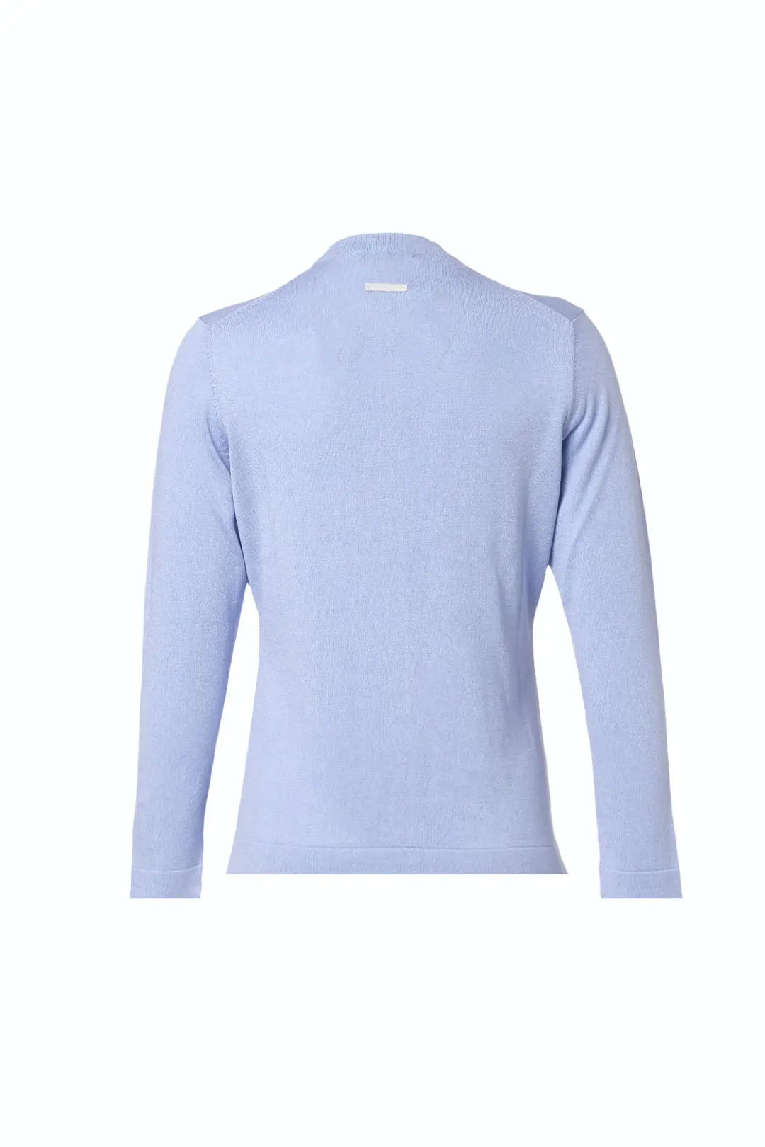 Açık Mavi İpek ve Kaşmir Aleyna Yuvarlak Yaka Uzun Kollu Kadın Hırka Silk and Cashmere