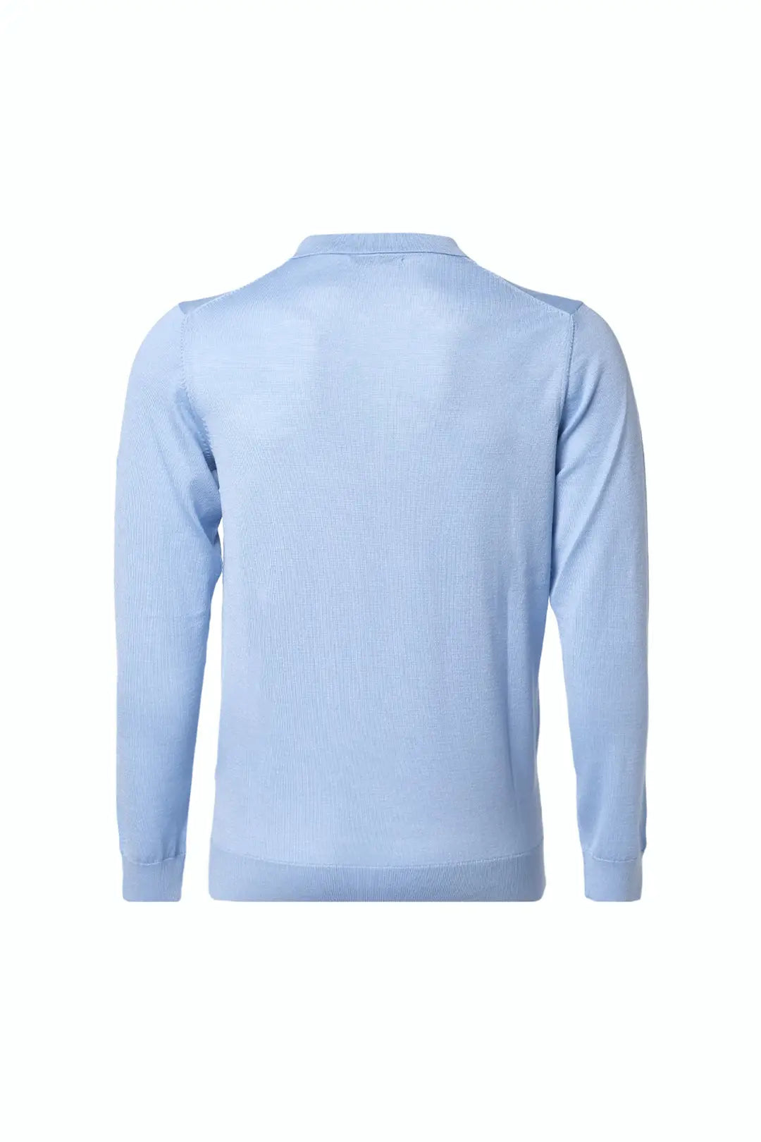 Açık Mavi İpekli Quentin Uzun Kollu Polo Erkek Triko Silk and Cashmere