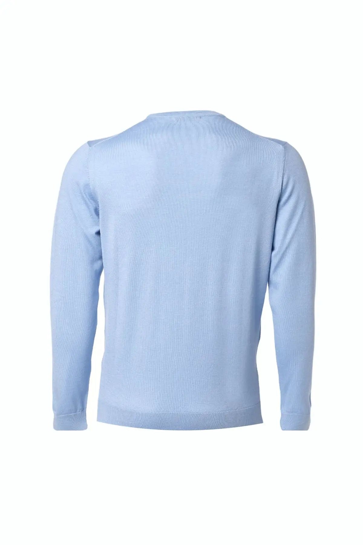 Açık Mavi İpekli Quentin Yuvarlak Yaka Uzun Kollu Erkek Triko Silk and Cashmere