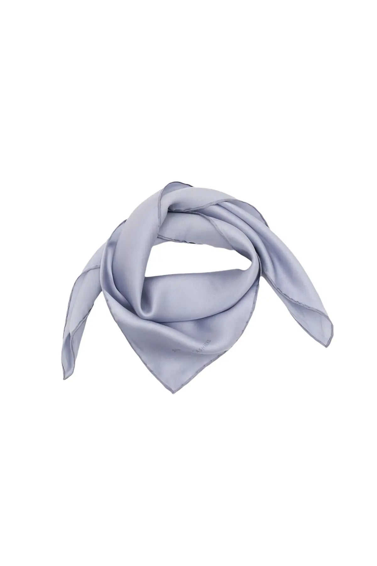 Açık Mavi Saf İpek Düz Renk Kadın Küçük Eşarp 53 x 53 cm Silk and Cashmere