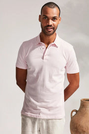 Açık Pembe İpekli Archie Erkek Pike Polo Silk and Cashmere