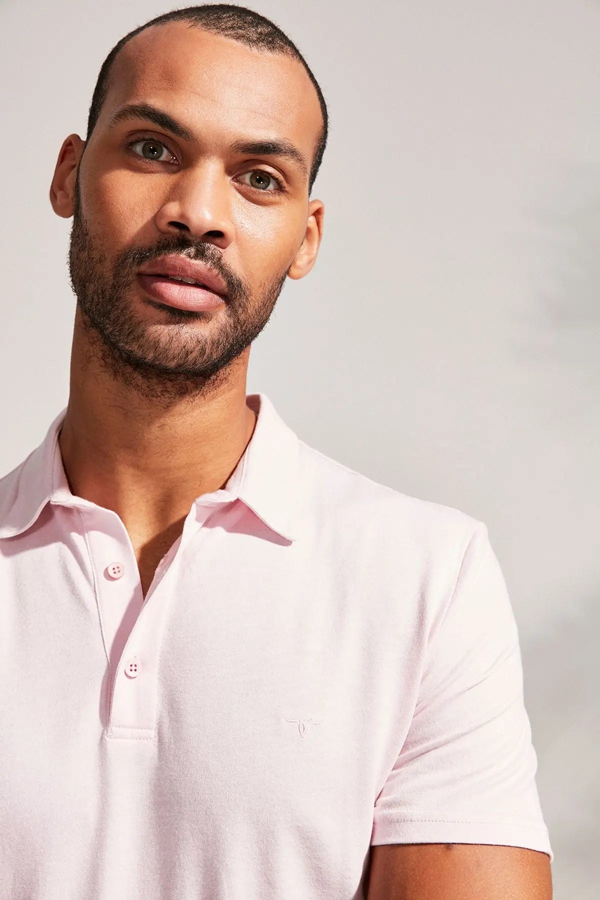 Açık Pembe İpekli Archie Erkek Pike Polo Silk and Cashmere