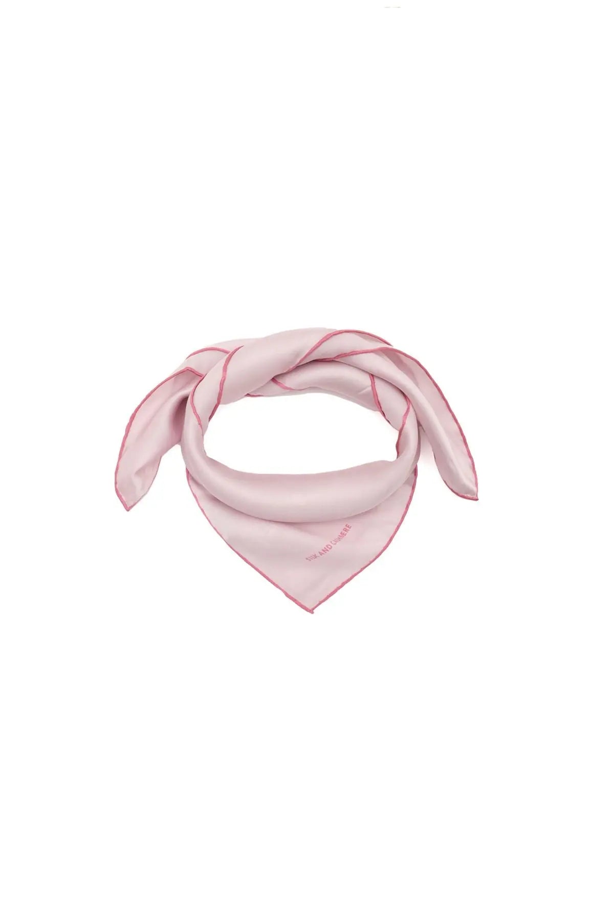 Açık Pembe Saf İpek Düz Renk Kadın Küçük Eşarp 53 x 53 cm Silk and Cashmere