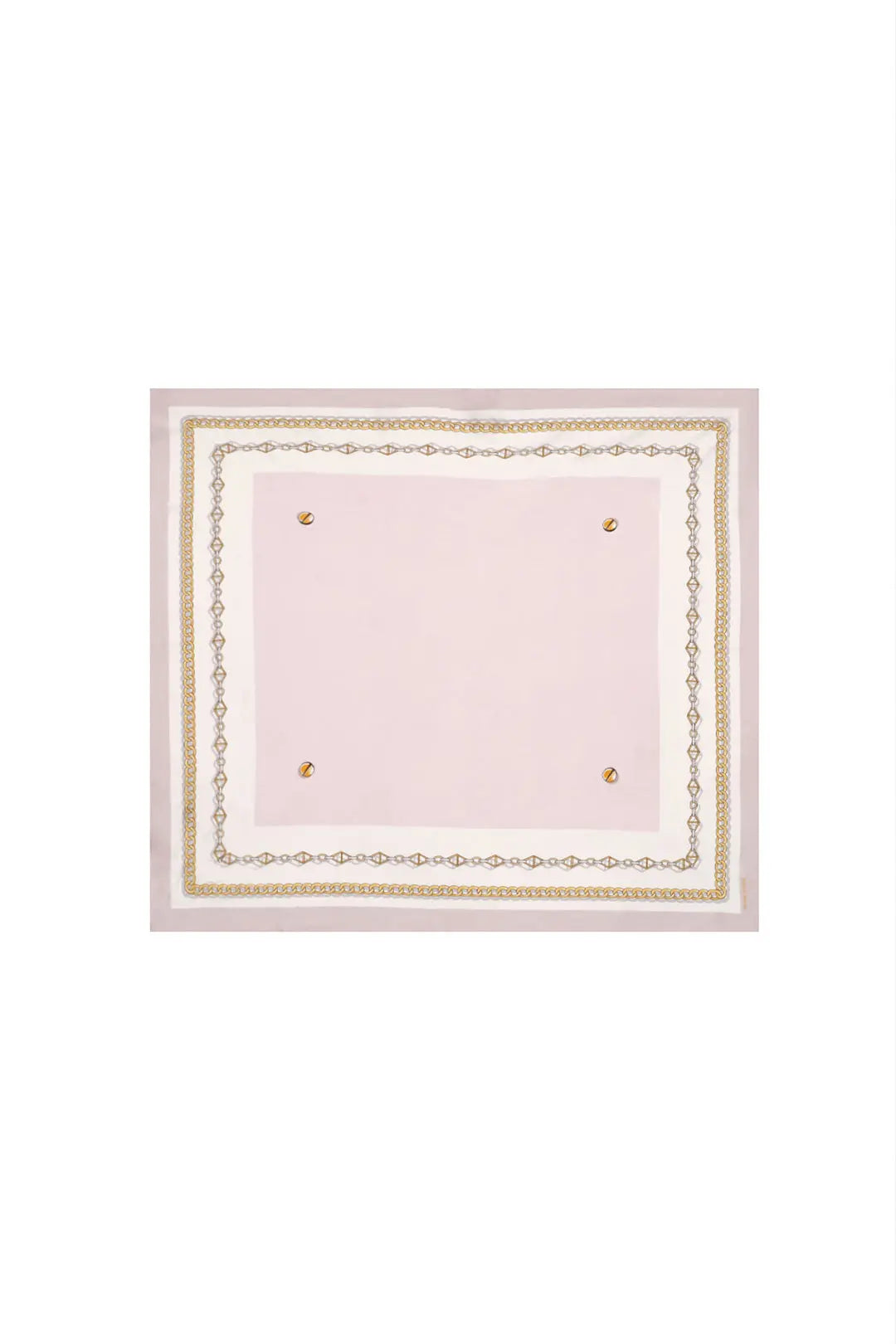 Açık Pembe Saf İpek Zincir Desenli Kadın Kare Eşarp 90 x 90 cm Silk and Cashmere