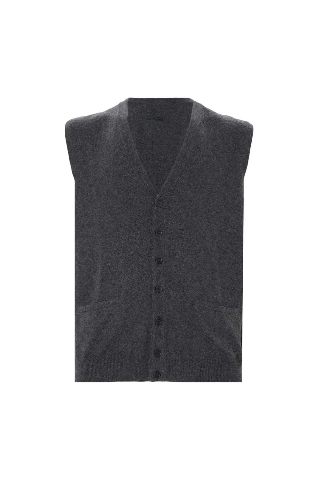 Antrasit Jan Saf Kamir V Yaka Erkek Yelek Silk and Cashmere