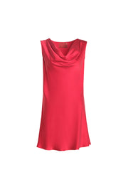 Kırmızı Saf İpek Flow Kısa Abiye Kadın Elbise