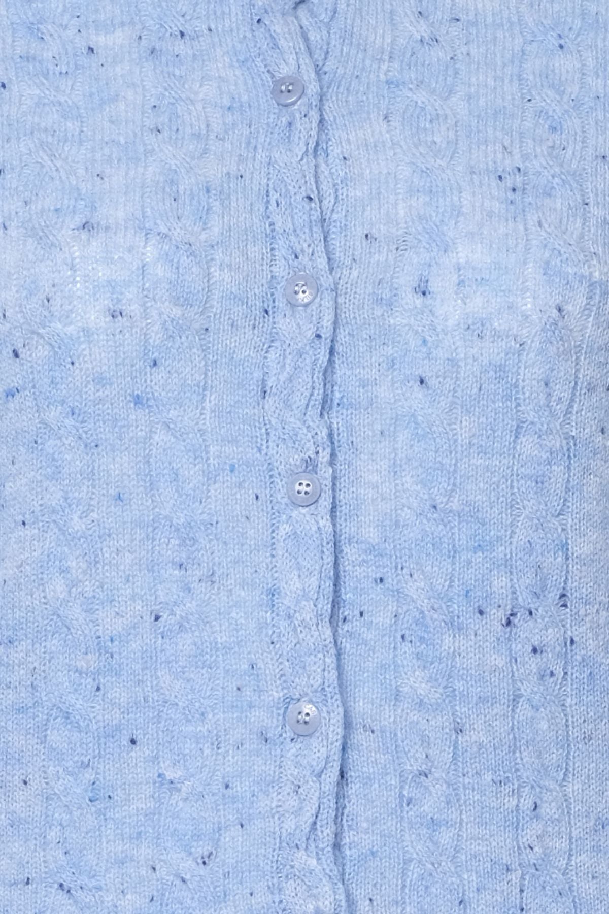 Mavi Amelia Avustralya Yünü Kaşmir Saç Örgülü Yuvarlak Yaka Uzun Kollu Kadın Hırka