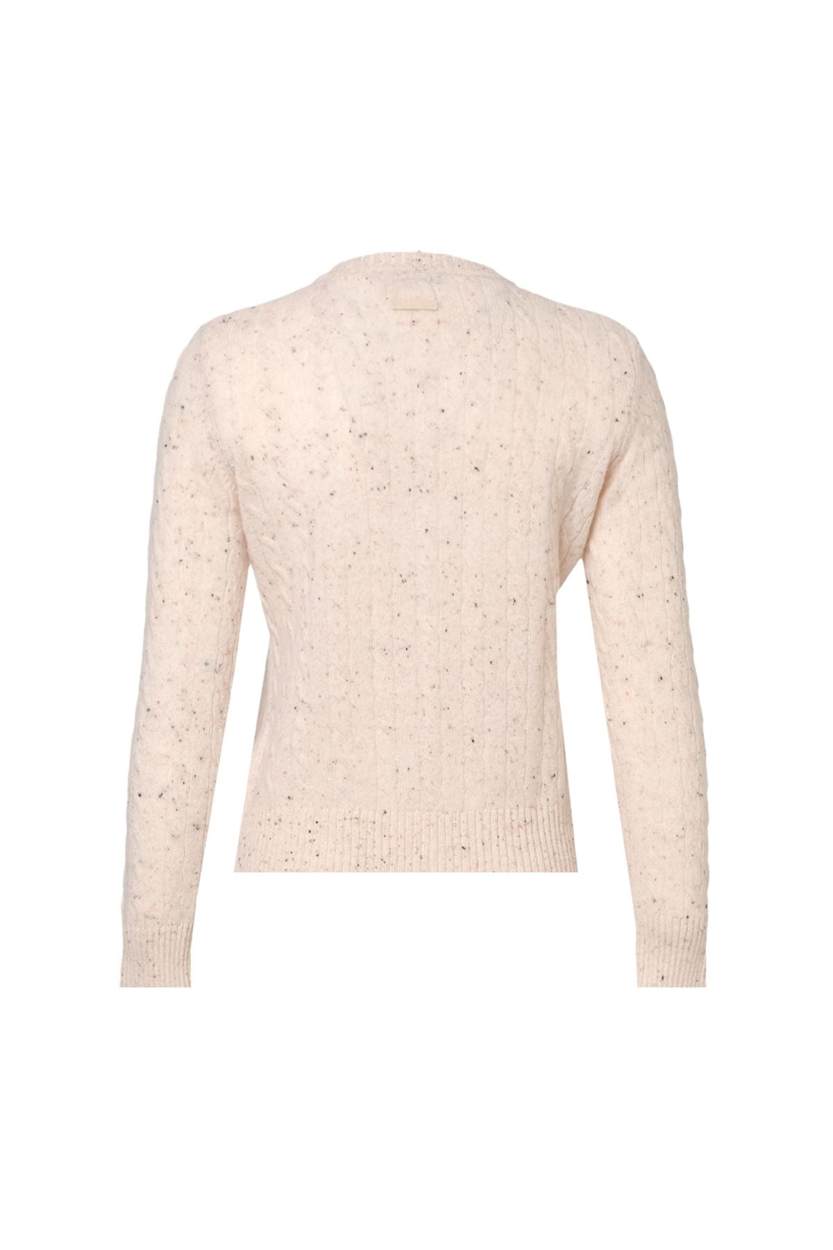 Kum Beji Amelia Avustralya Yünü Kaşmir Saç Örgülü Yuvarlak Yaka Uzun Kollu Kadın Hırka