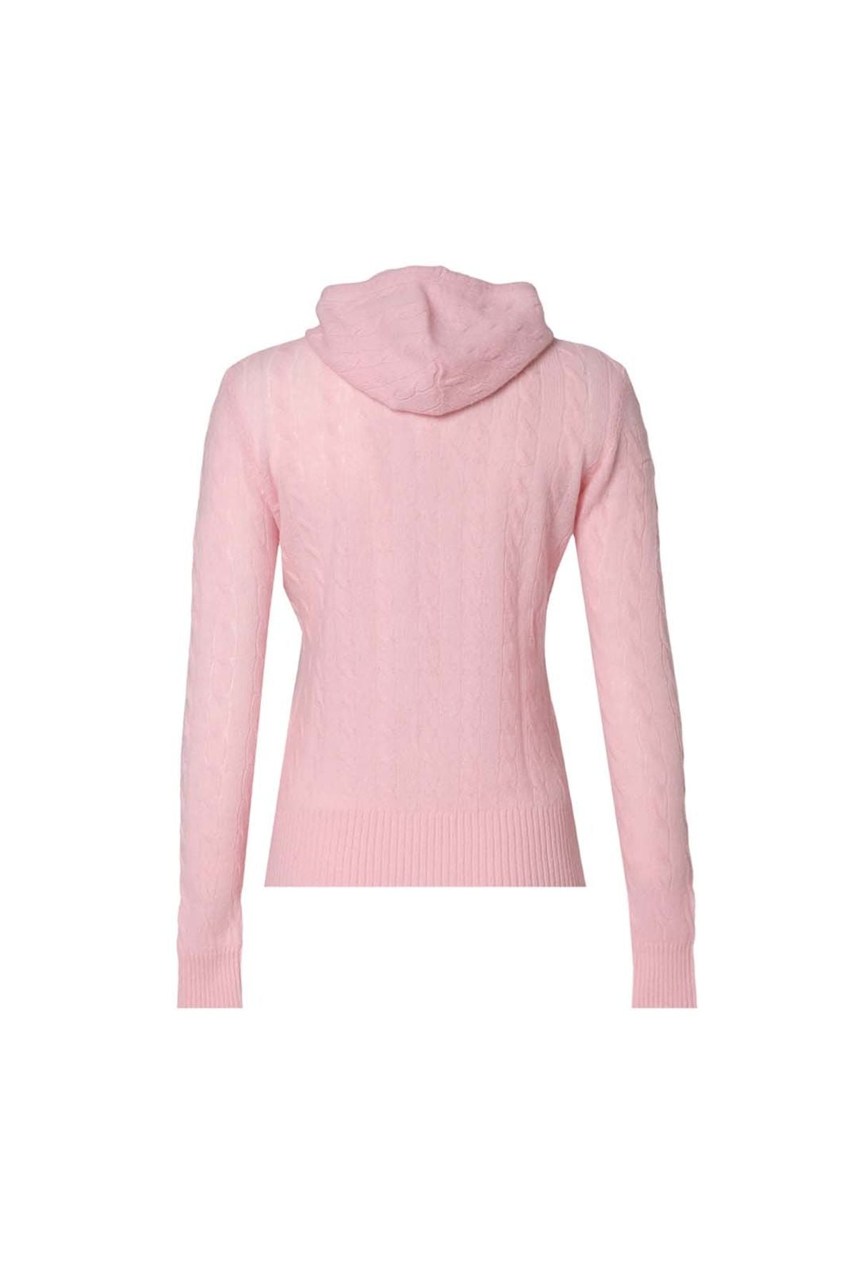 Pembe Amelia Avustralya Yünü Kaşmir Saç Örgülü Uzun Kollu Kadın Kapüşonlu Hırka