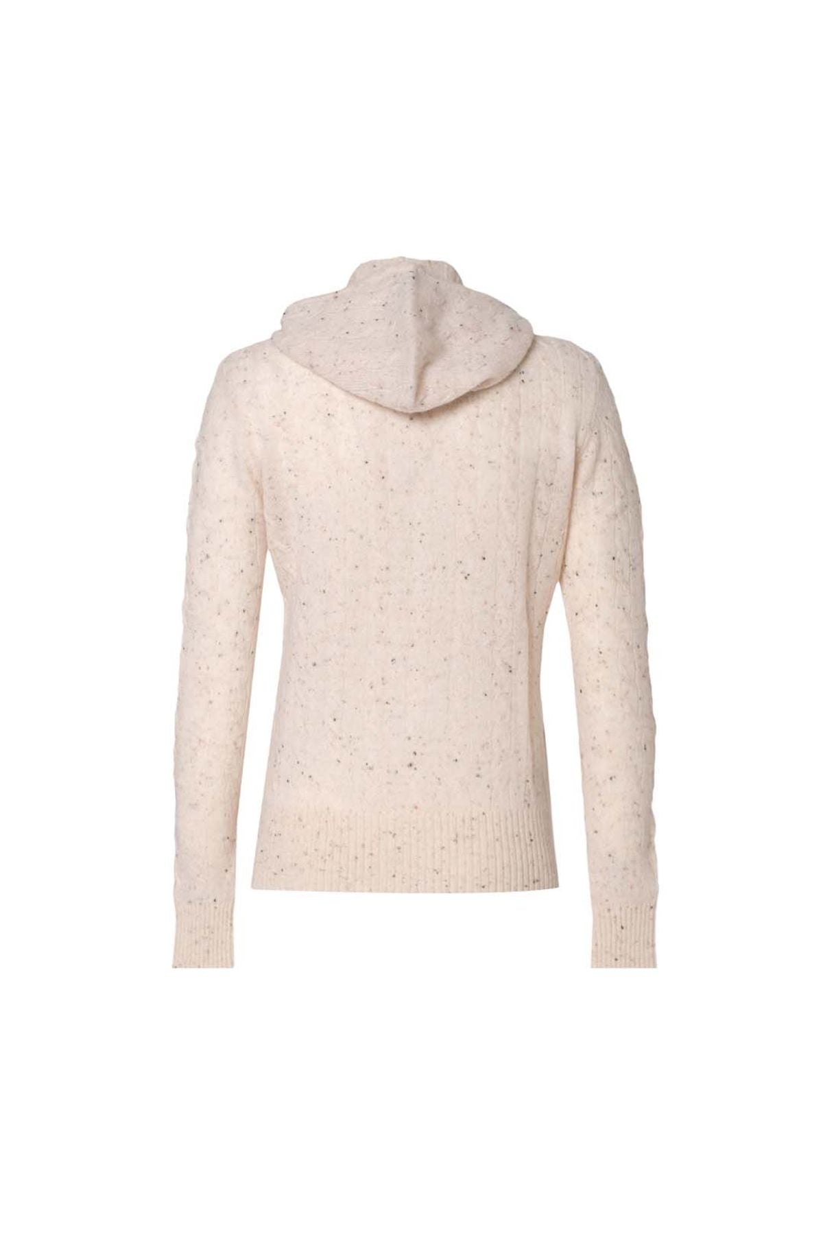 Kum Beji Amelia Avustralya Yünü Kaşmir Saç Örgülü Uzun Kollu Kadın Kapüşonlu Hırka