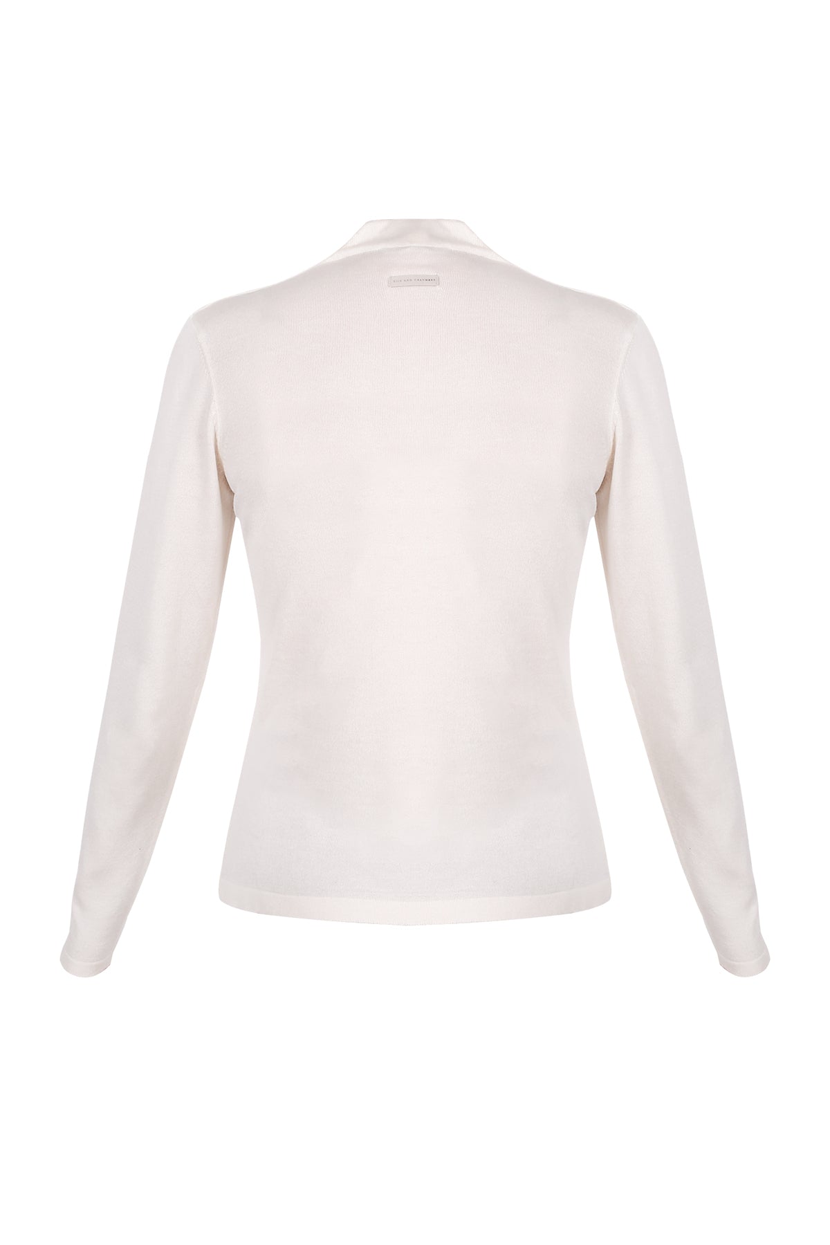 Ekru Aleyna İpek ve Kaşmir V Yaka Uzun Kollu Kadın Triko