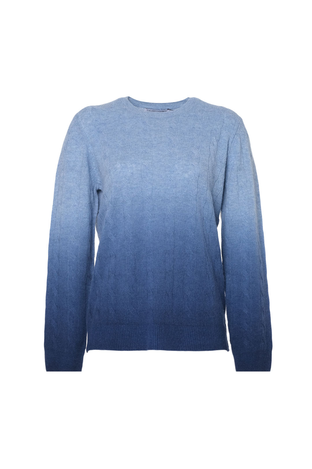 Mavi Amelia Kaşmir Yün Saç Örgülü Degrade Yuvarlak Yaka Uzun Kollu Kazak