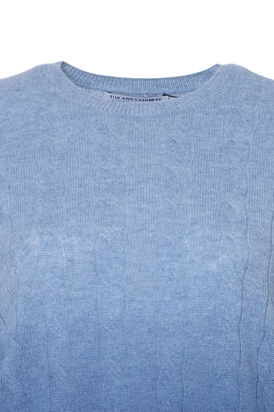 Mavi Amelia Kaşmir Yün Saç Örgülü Degrade Yuvarlak Yaka Uzun Kollu Kazak