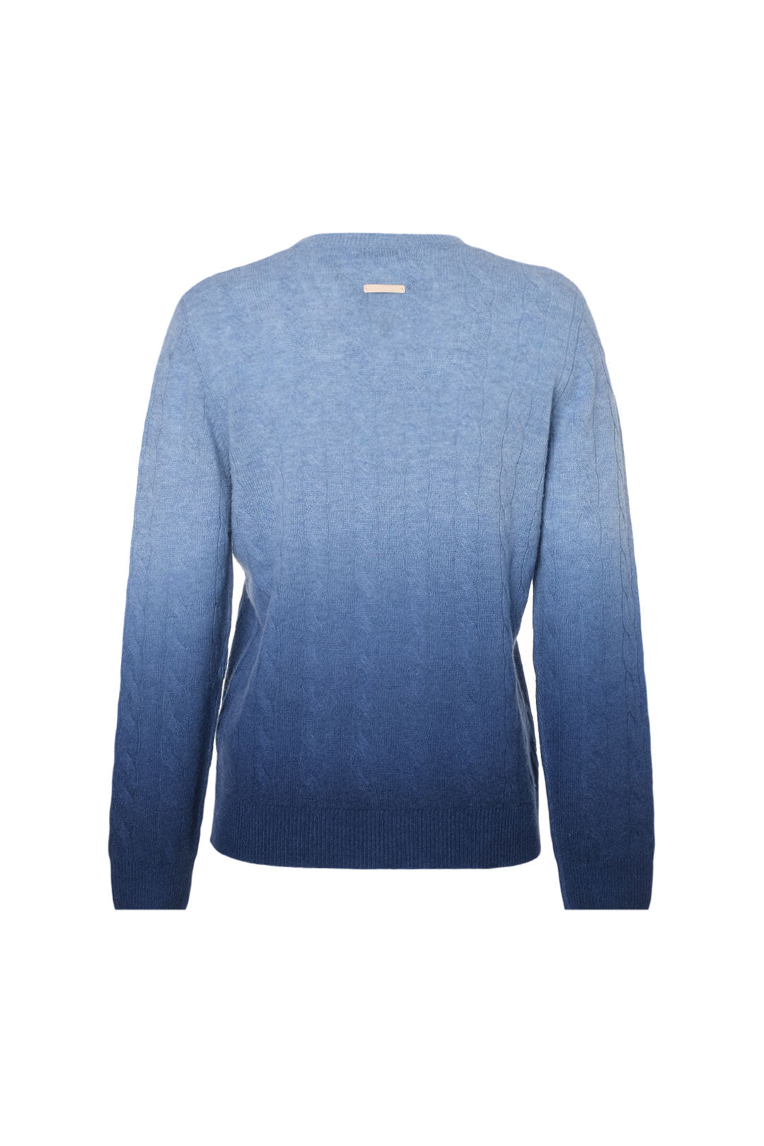 Mavi Amelia Kaşmir Yün Saç Örgülü Degrade Yuvarlak Yaka Uzun Kollu Kazak