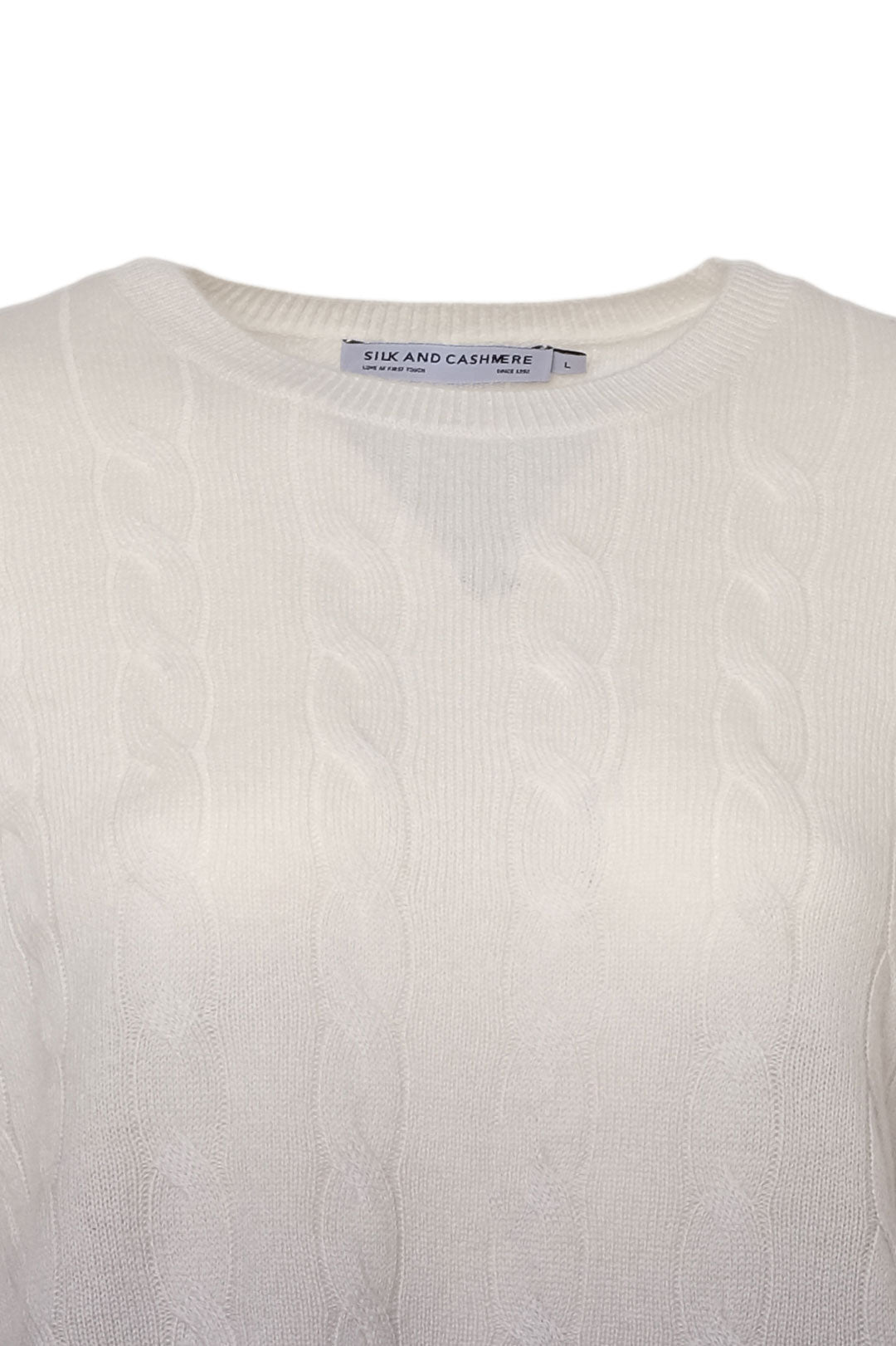 Açık Gri Amelia Kaşmir Yün Saç Örgülü Degrade Yuvarlak Yaka Uzun Kollu Kazak