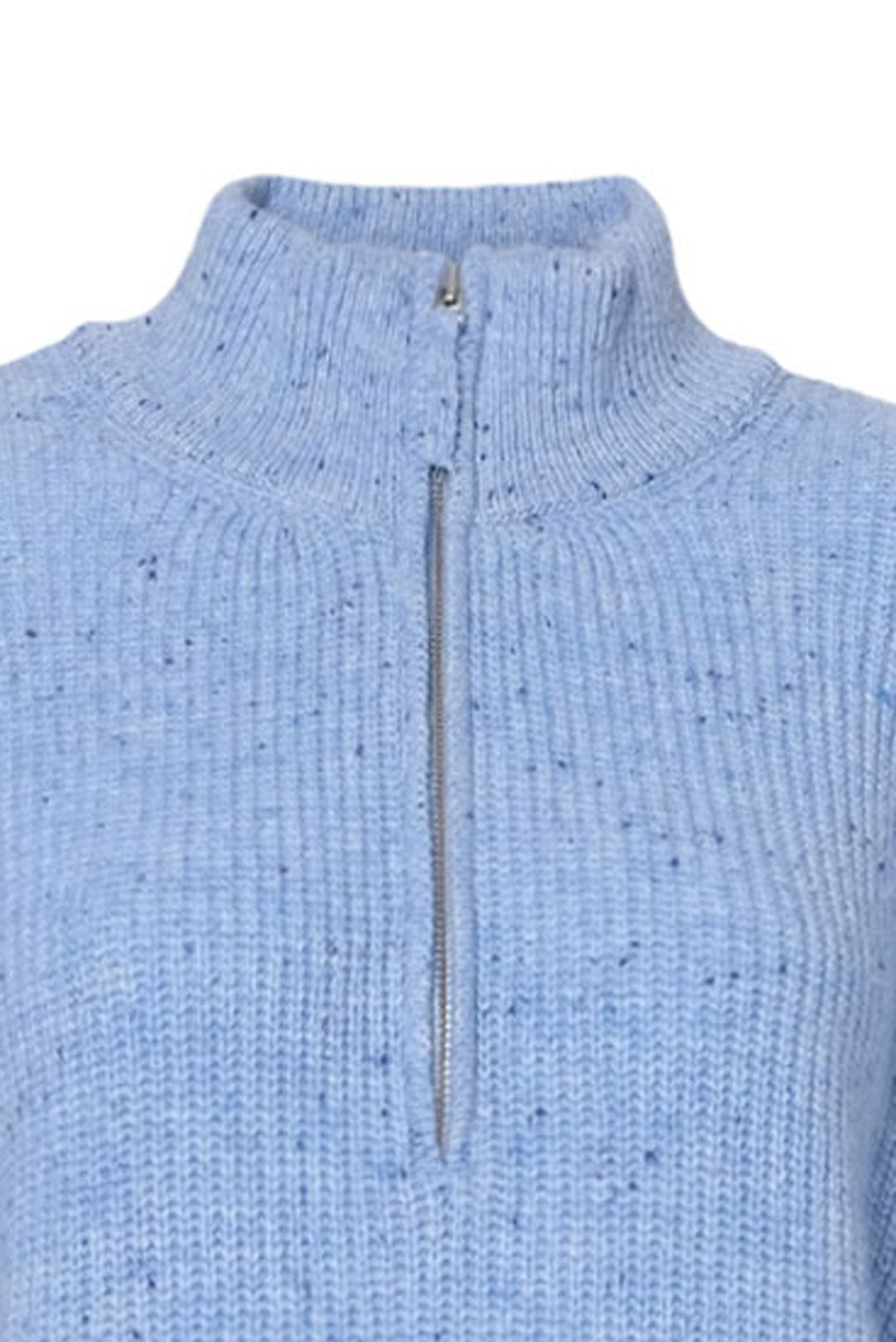 Mavi Aurora Avustralya Yünü Kaşmir Ribana Örgülü Fermuarlı Uzun Kollu Kadın Kazak