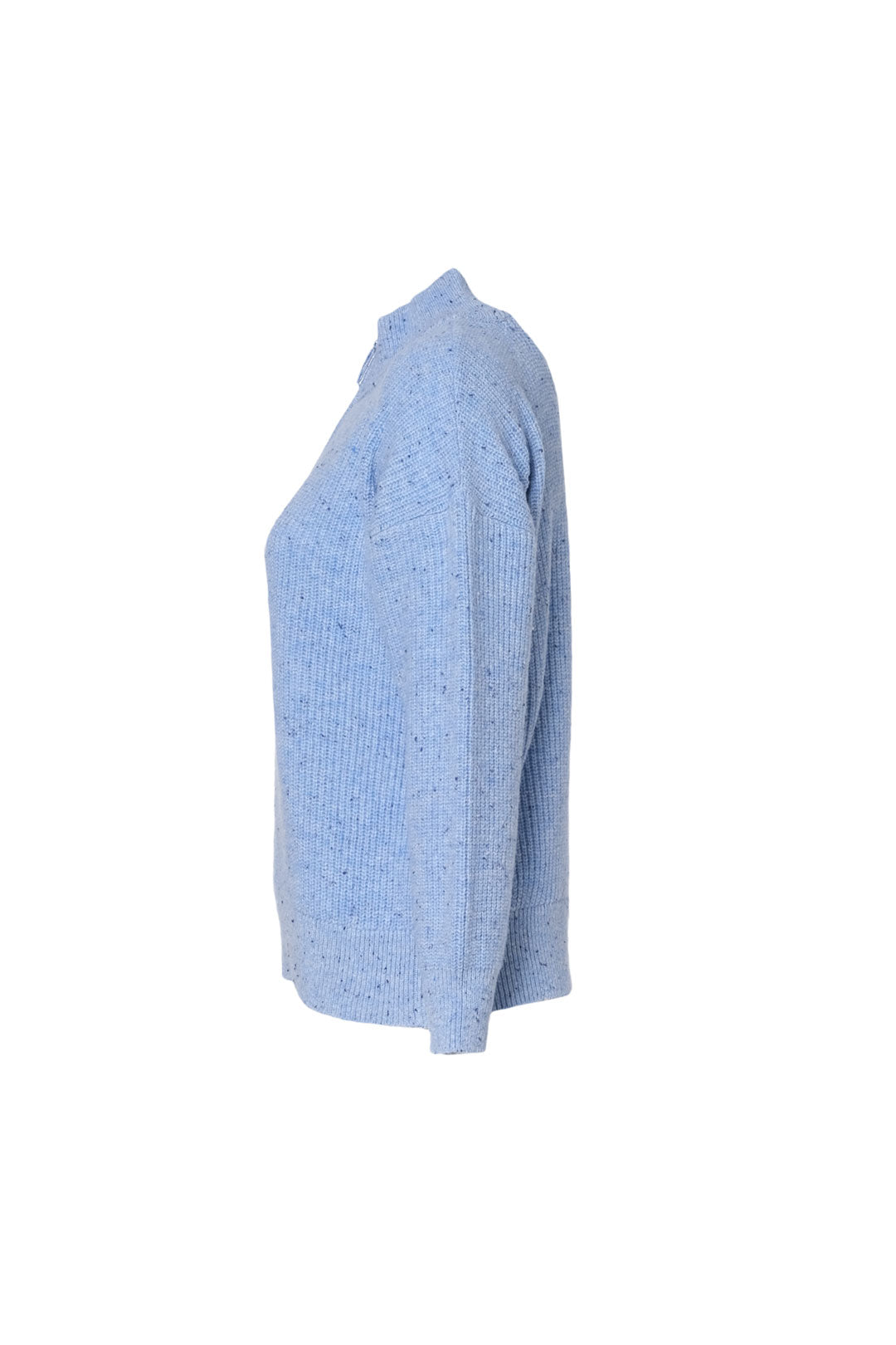 Mavi Aurora Avustralya Yünü Kaşmir Ribana Örgülü Fermuarlı Uzun Kollu Kadın Kazak