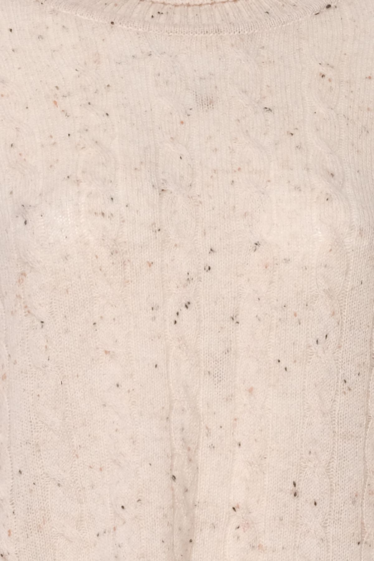 Kum Beji Amelia Avustralya Yünü Kaşmir Saç Örgülü Balıkçı Yaka T Kollu Kadın Tunik Kazak